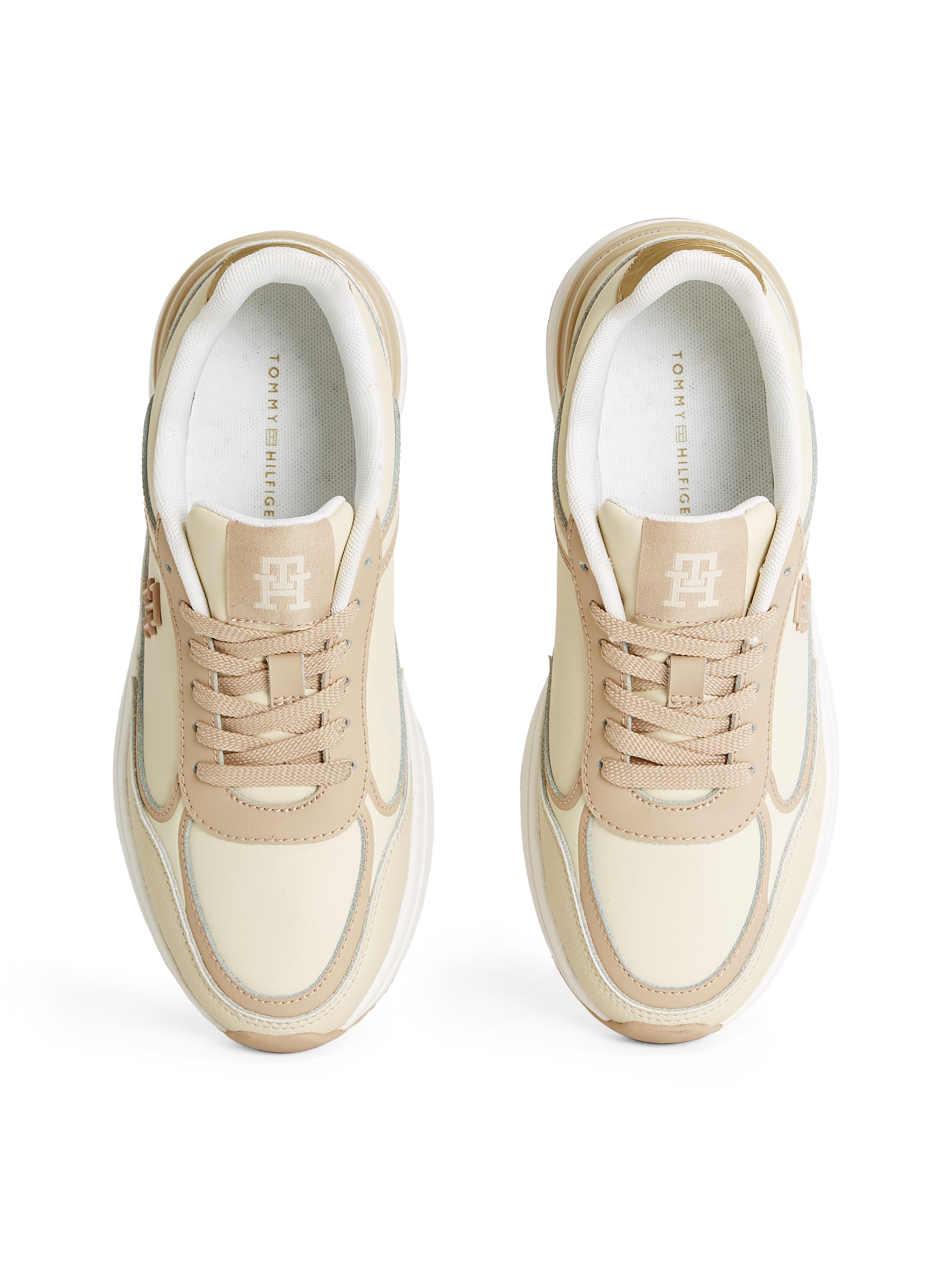 Tommy Hilfiger Keilsneaker »CASUAL FASHION RUNNER LTHR«, Freizeitschuh, Halbschuh, Schnürschuh mit Kontrastbesatz