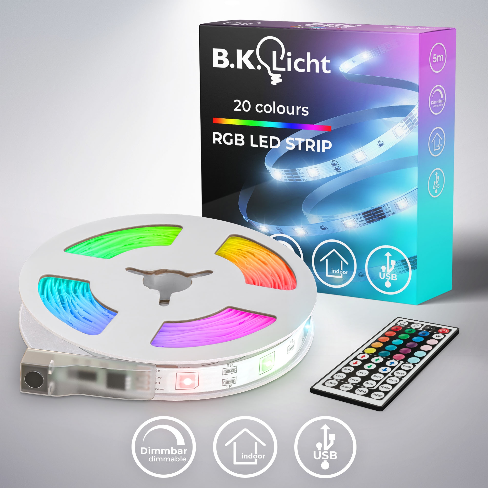 B.K.Licht LED Stripe »USB LED Strip, 5 m, mit Farbwechsel« 150 Stk.-flammig günstig online kaufen