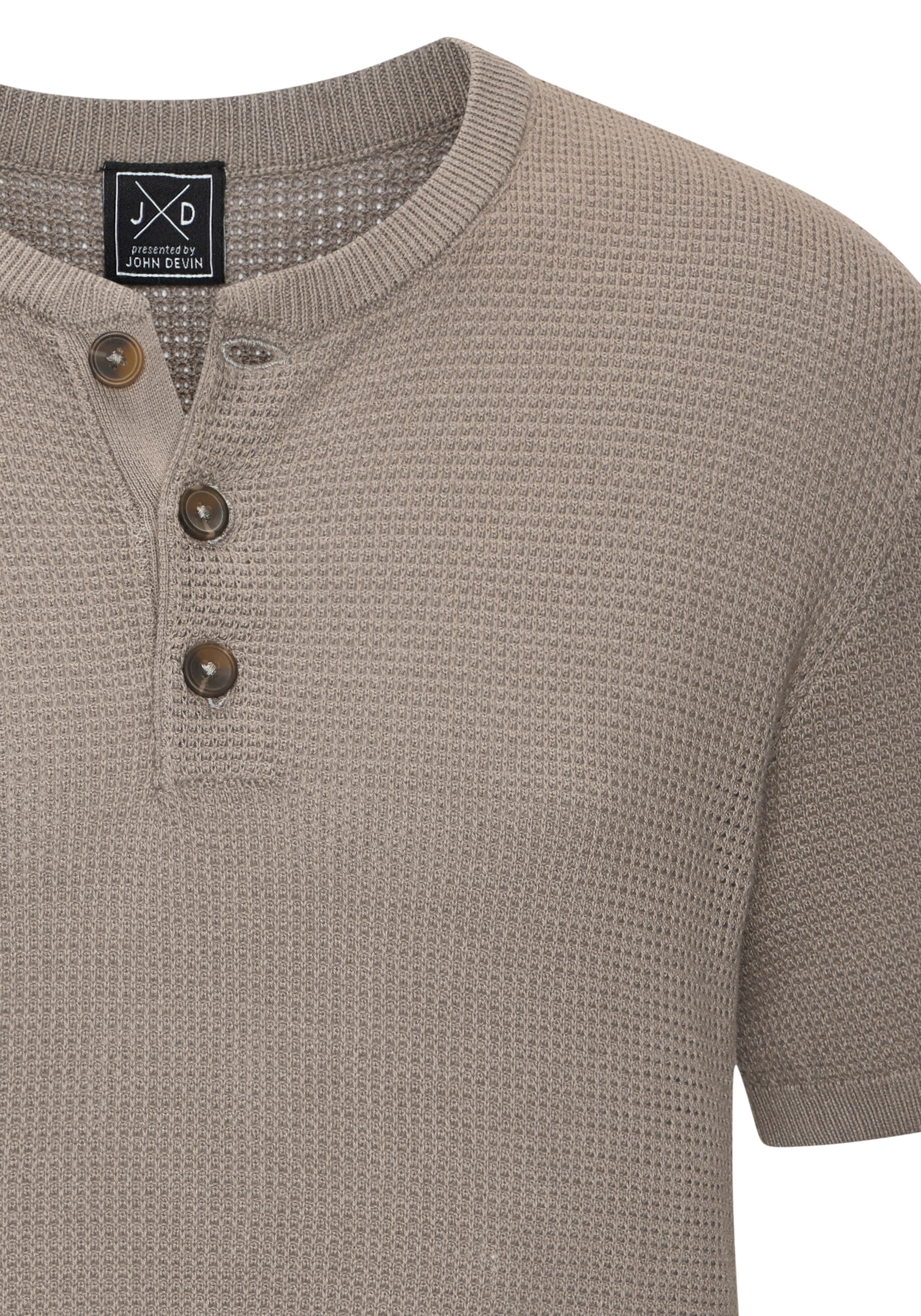 John Devin Henleyshirt »- Strickshirt« Rundhalsausschnitt mit kleiner Knopfleiste