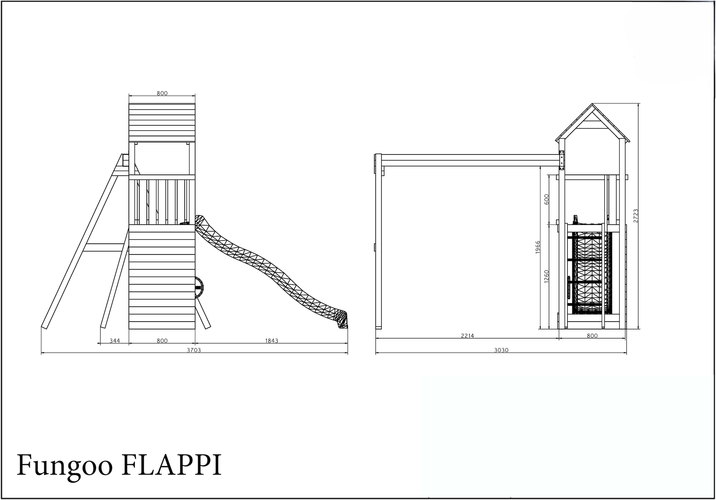 FUNGOO Spielturm »FLAPPI« mit Rutsche, Doppelschaukel, Kletterwand, Teleskop, Lenkrad