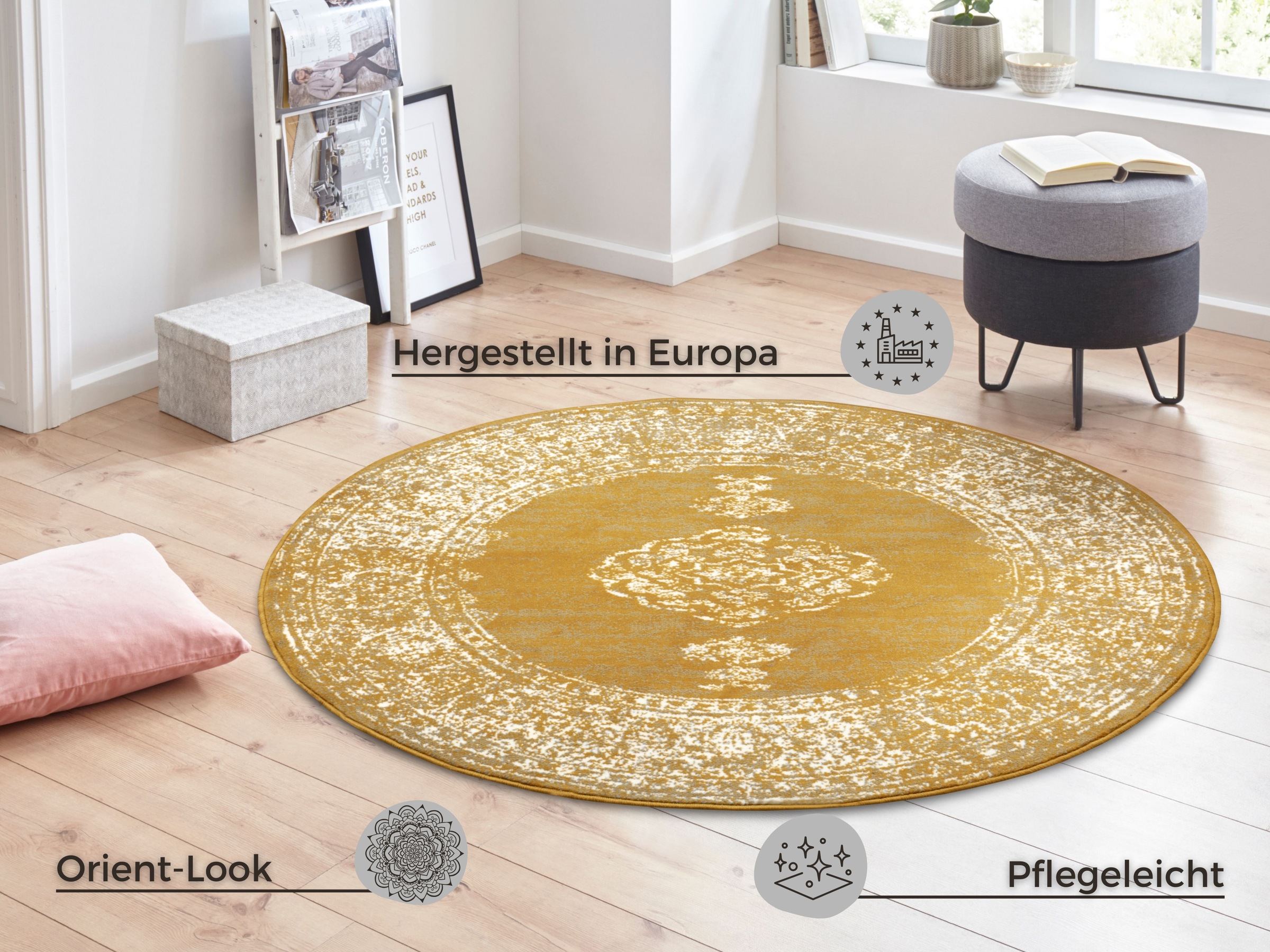 HANSE Home Teppich »Meridional«, rund, 9 mm Höhe, Orientalisch, Orient, Kurzflor, Wohnzimmer, Schlafzimmer, Vintage