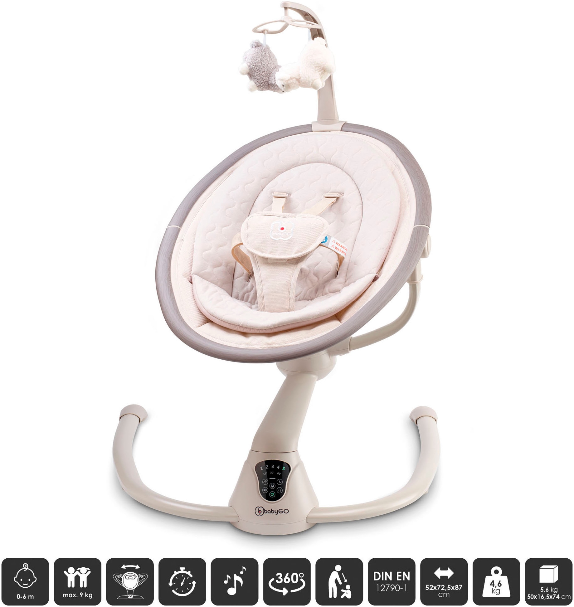 BabyGo Babywippe »Homey«, bis 9 kg, mit Schaukelbewegungen und Sound