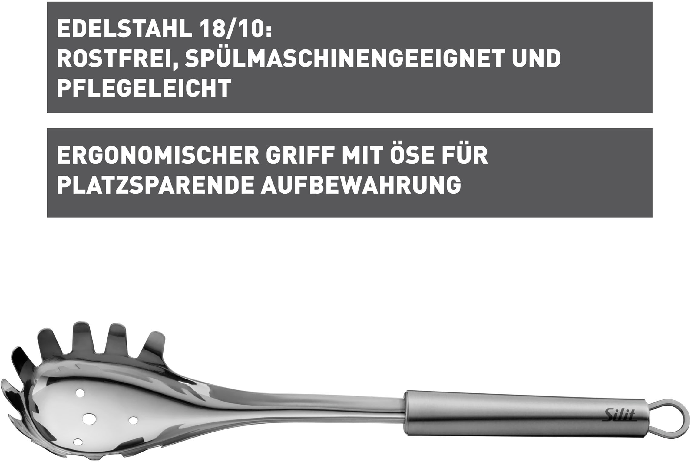 Silit Nudellöffel »Classic Line«, (1 tlg.), Pastalöffel 32 cm, für einfaches Servieren, hochwertiger Edelstahl