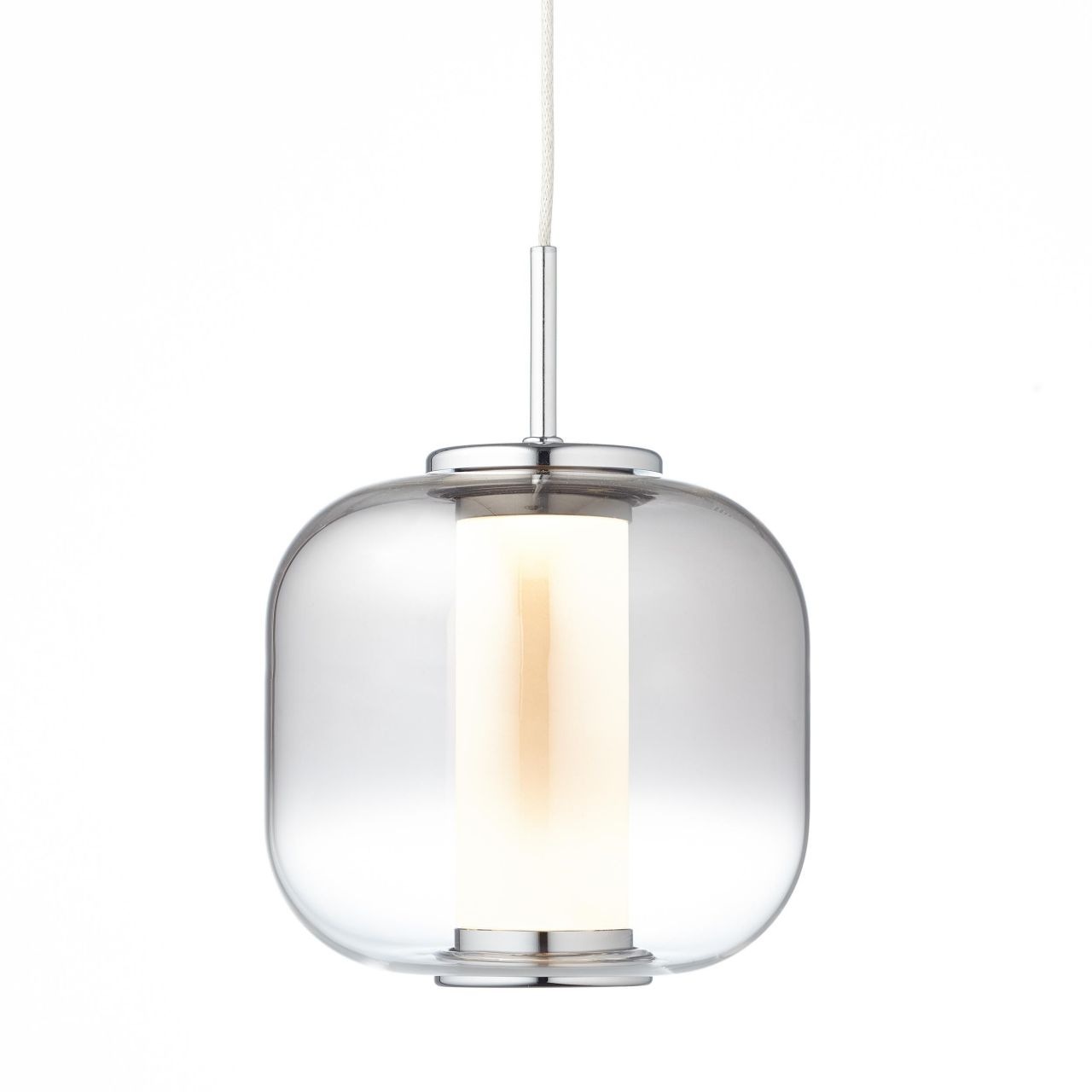Brilliant Pendelleuchte »Rafa«, 1 flammig, LED Hängelampe 1flg chrom/rauchglas