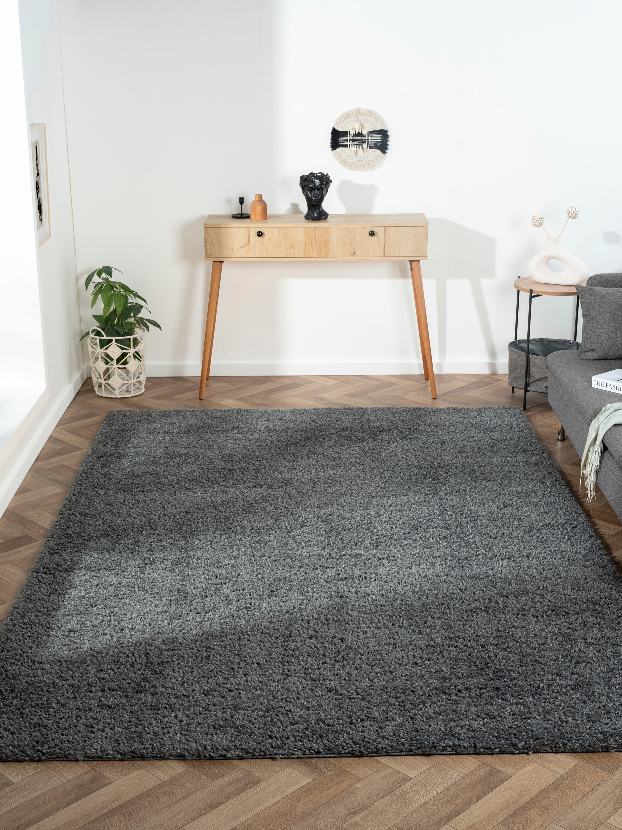 Myflair Möbel & Accessoires Hochflor-Teppich »My Shaggy«, rechteckig, 37 mm Höhe, Shaggy, Uni-Farben, leicht glänzend, Microfaser, extra flauschig
