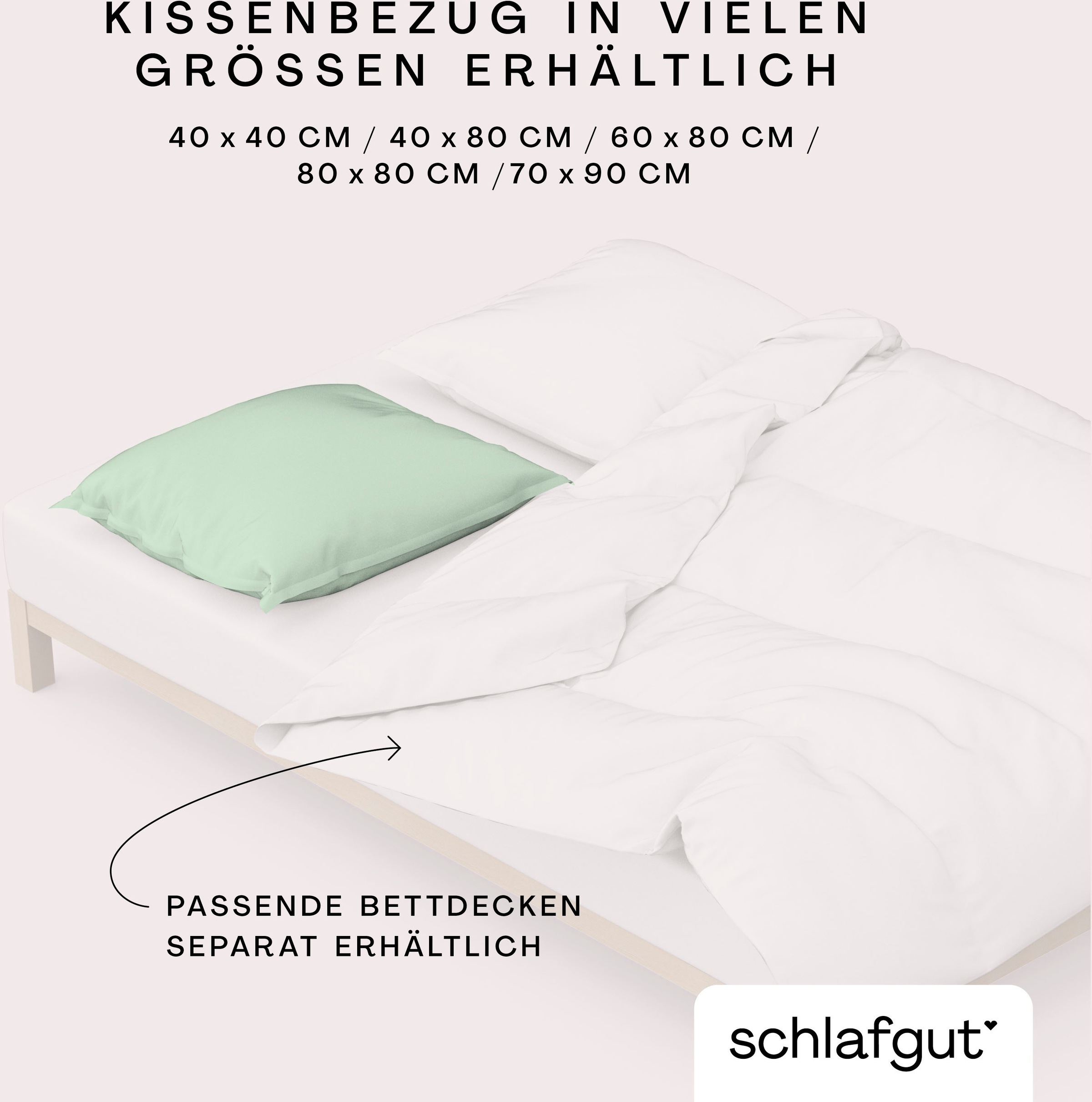 Schlafgut Kissenbezug »Knitted Jersey aus Bio-Baumwolle mit Elasthan, bügelfrei,«, (1 St.), besonders fein gestrickt, Kissenhülle mit farbigem Reißverschluss