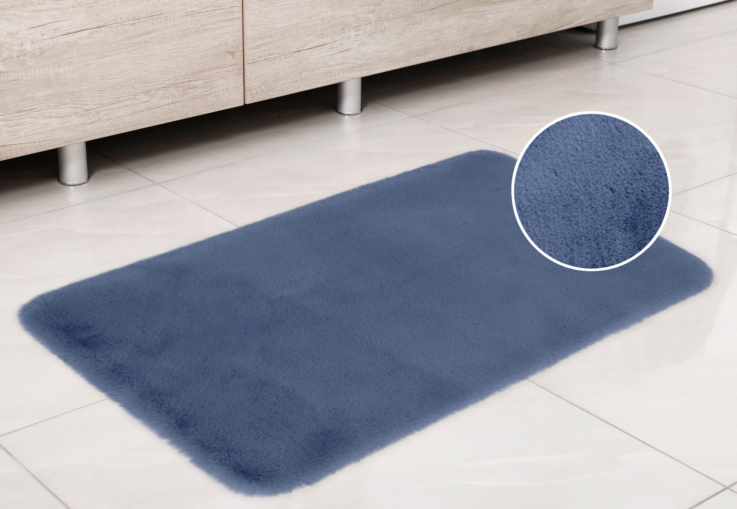 my home Badematte »Rabbit Badematten, Badvorleger, Badezimmer Teppich«, rutschhemmend beschichtet, strapazierfähig-fußbodenheizungsgeeignet-schnell trocknend, Kaninchenfell-Haptik, Badteppich, rechteckig, rund & als 3-tlg. Set
