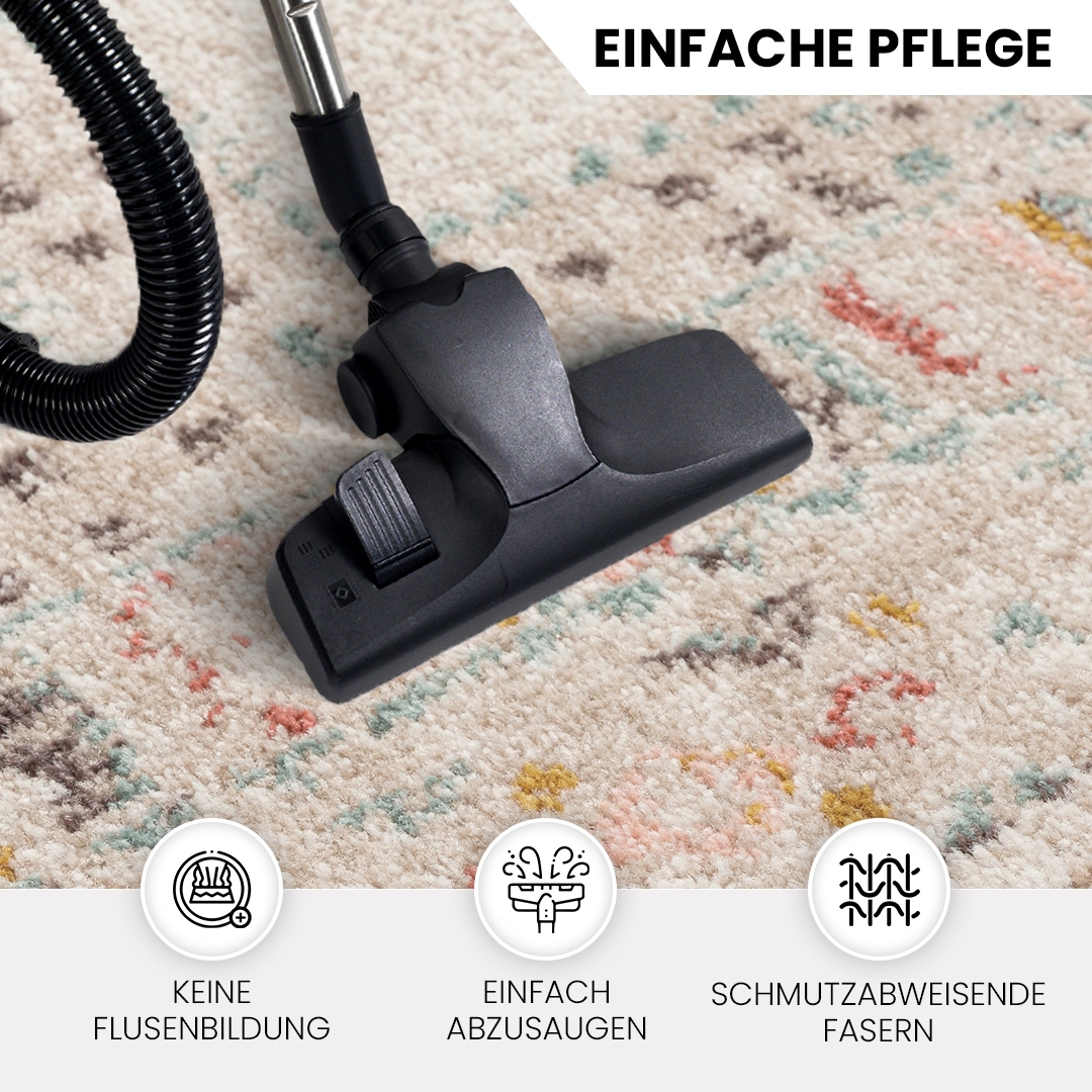 Livabliss Teppich »DUBLIN«, rund, 13 mm Höhe, Skandinavischer Teppich, Kurzflor Boho-Wohnzimmerteppich, Läufer