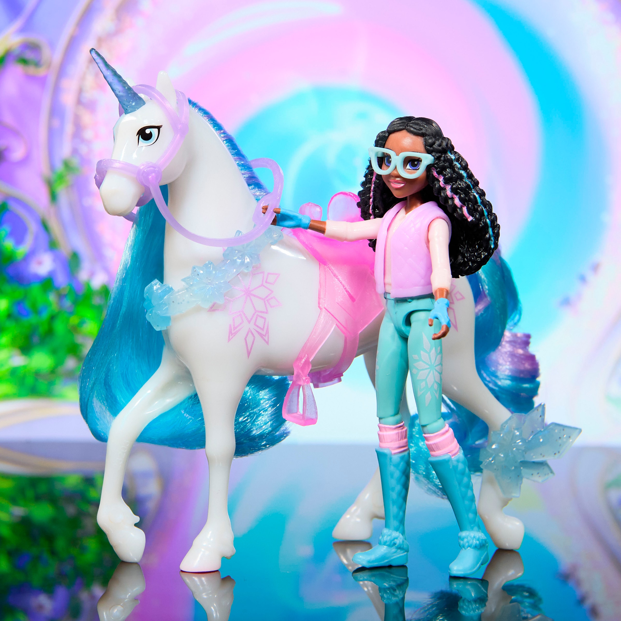 Spin Master Anziehpuppe »Unicorn Academy - Layla & Einhorn Glacier«, mit echter Mähne