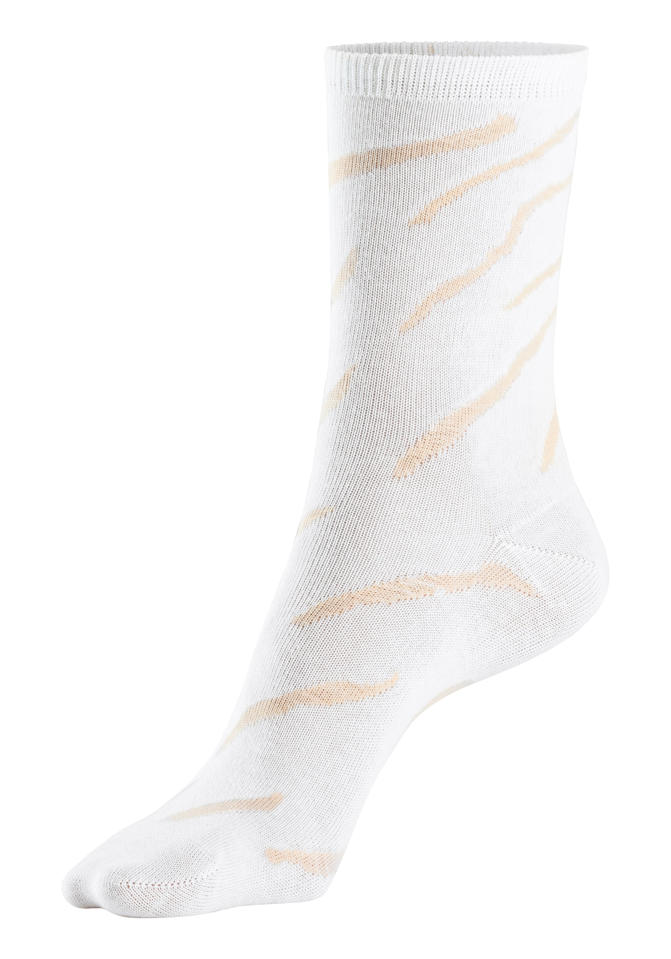 LASCANA Basicsocken, (Packung, 4 Paar), uni und mit animal Design