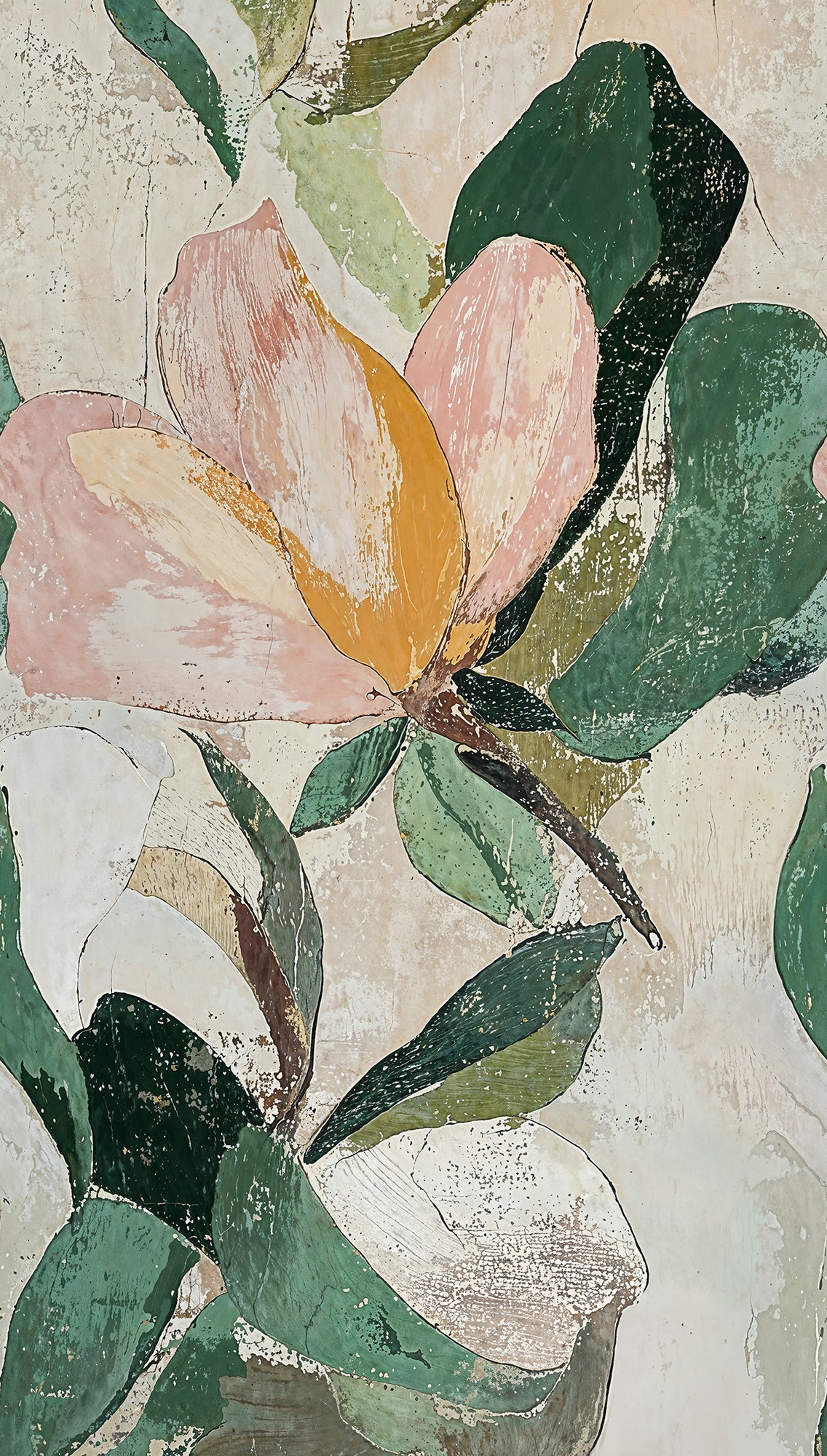 CosmoLiving by Cosmopolitan Vliestapete »Lush Blossom Fototapete erweiterbar« matt strukturiert Florales Design im künstlerischen Used-Look