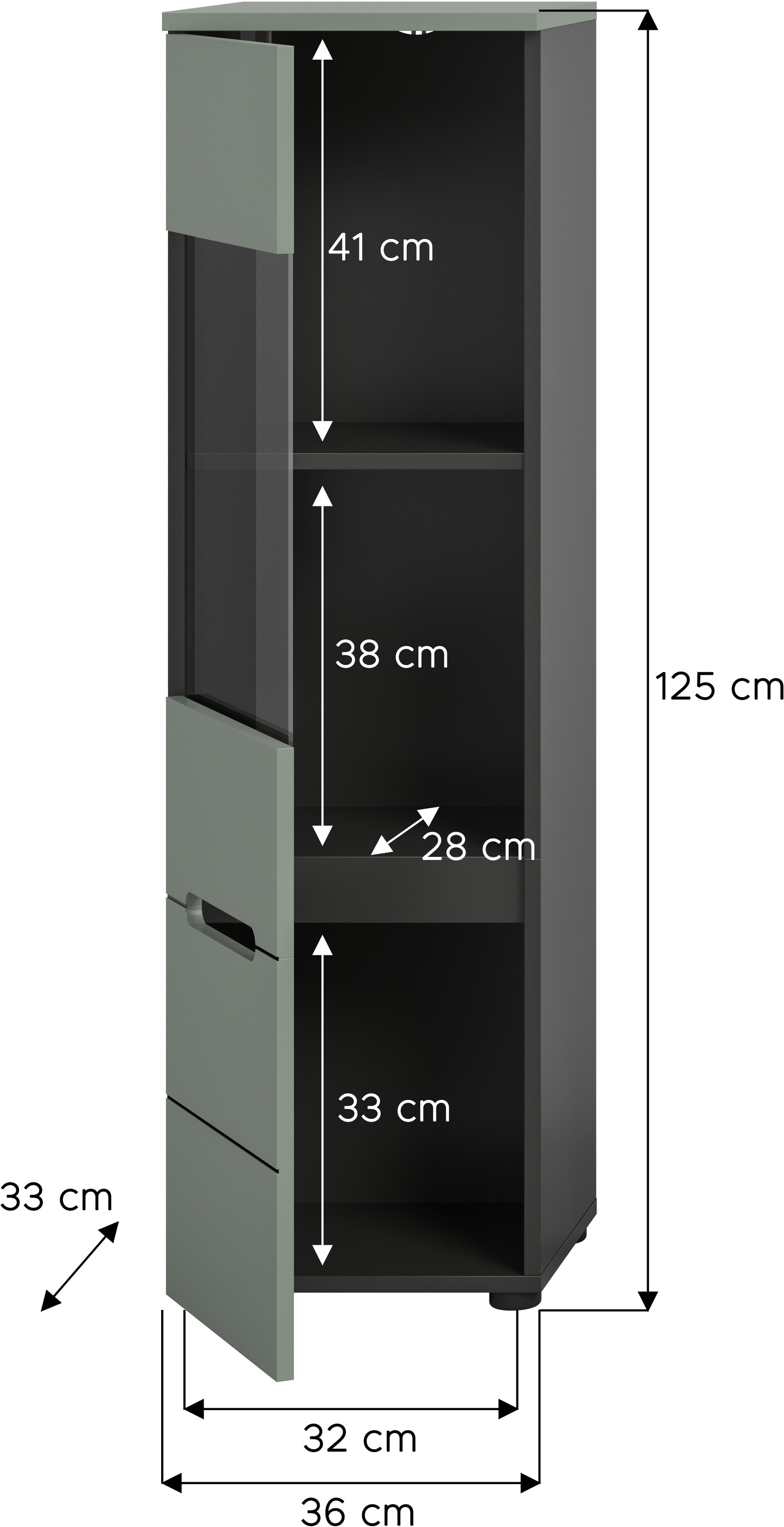INOSIGN Vitrine »REHAT, TOPSELLER!, Höhe: 125 cm, 1 Glastür, 1 Böden, 3 Fächer«, (1 St.), Vitrinenschrank, Schrank, Glasvitrine, Wohnzimmervitrine