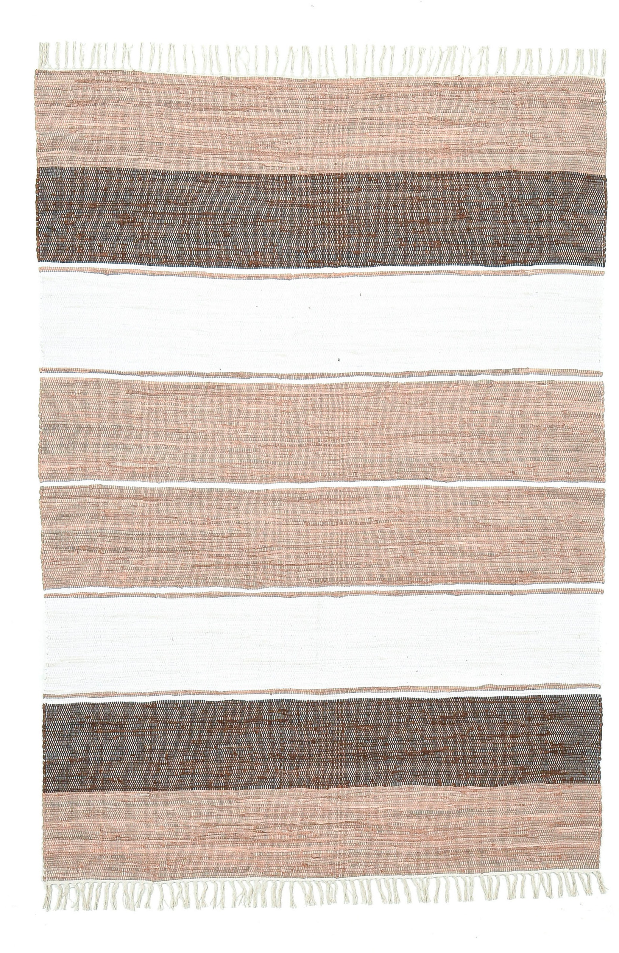 THEKO Teppich »Stripe Cotton, handgewebt«, rechteckig, 5 mm Höhe, Flachgewebe, gestreift, reine Baumwolle, mit Fransen, auch als Läufer