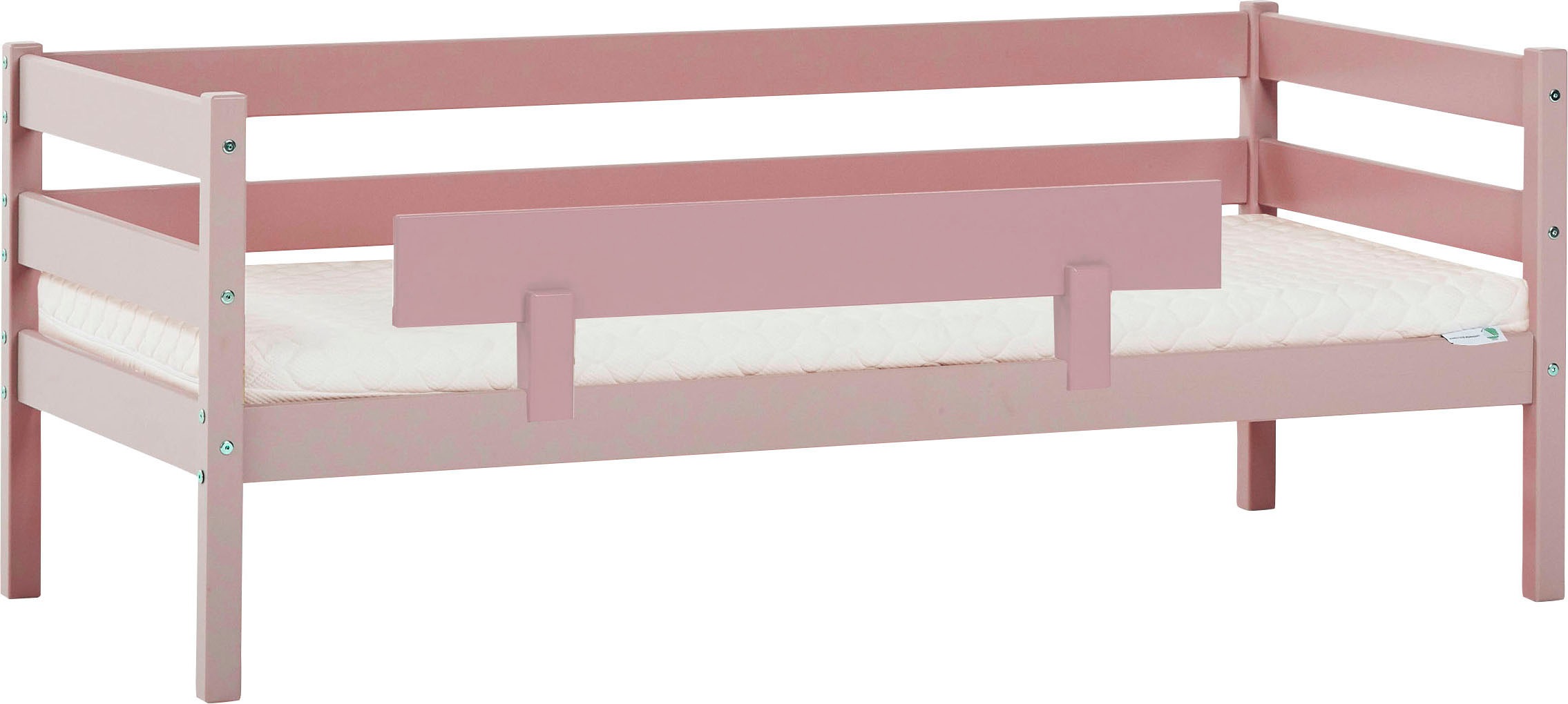 Einzelbett „ECO Comfort“, (Set), mit Rollrost in 8 Farben, wahlweise mit Matratze und Absturzsicherung, Pale Rose mit ECO-Dream Matratze und Rausfallschutz
