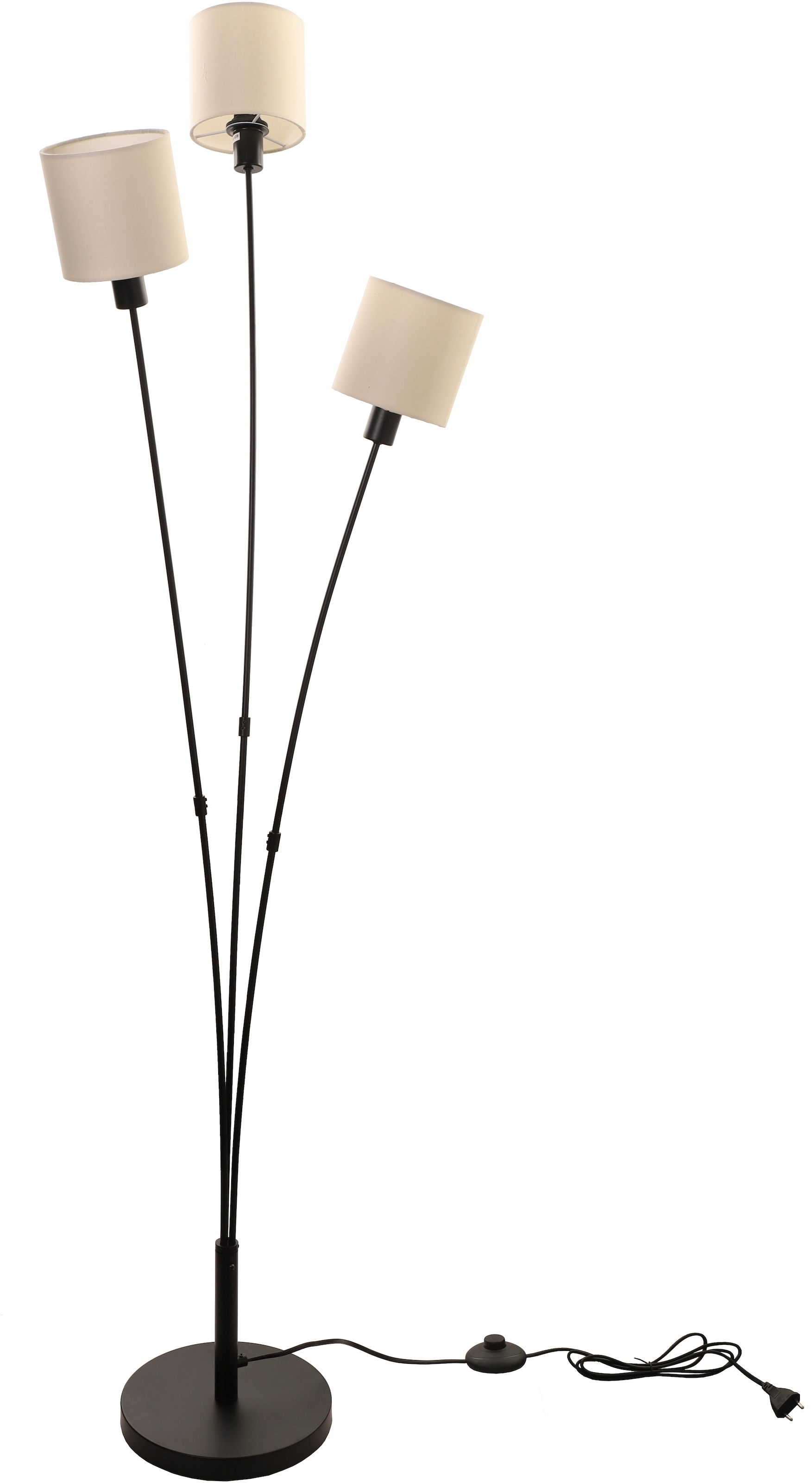 Home affaire Stehlampe »Ahrhütte«, 3 flammig, Leuchtmittel E14 | ohne Leuchtmittel, Stehlampe, 3-flammig mit Leinenschirmen, 148 cm hoch