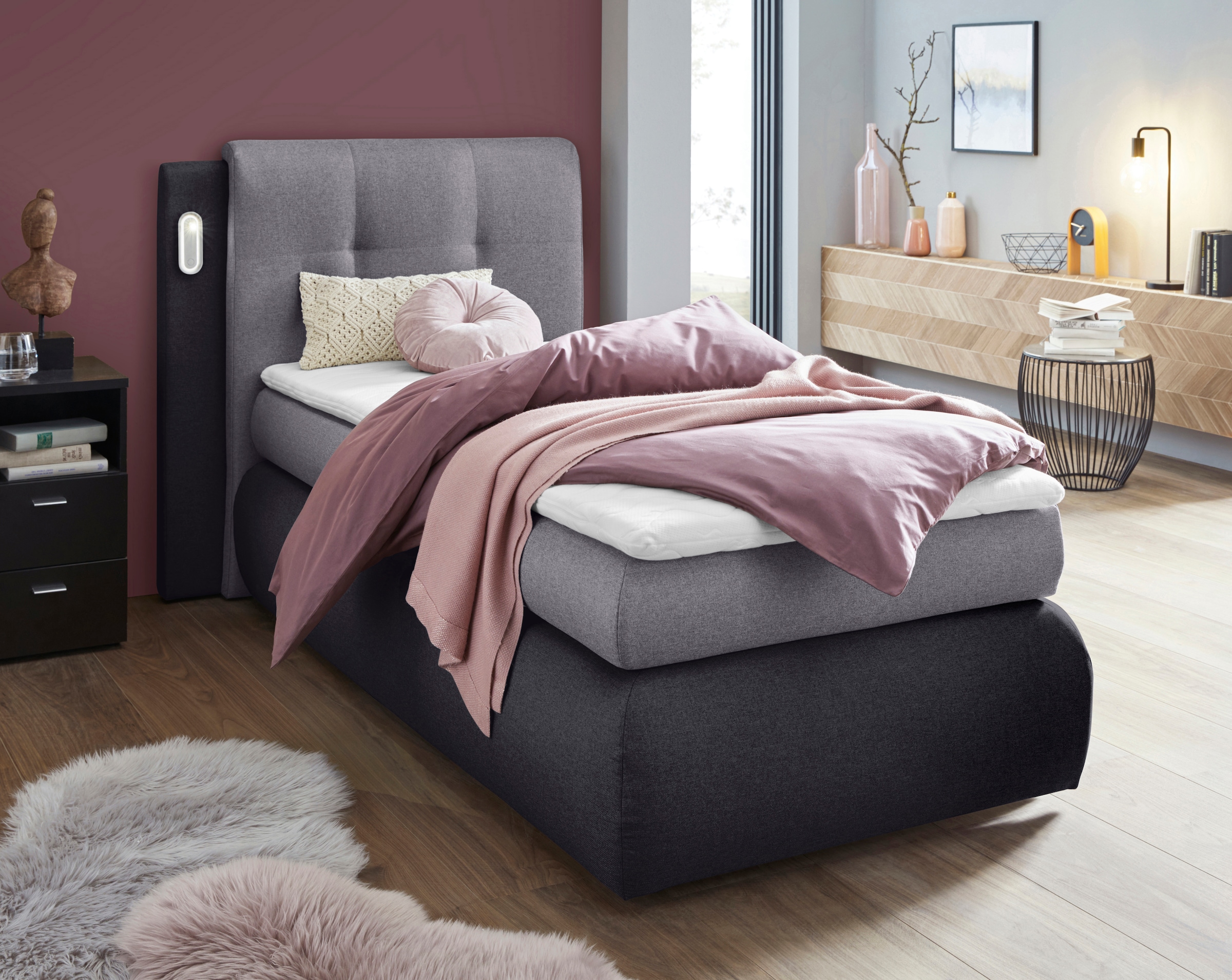 COLLECTION AB Boxspringbett »Borna«, inklusive Bettkasten, LED-Beleuchtung günstig online kaufen