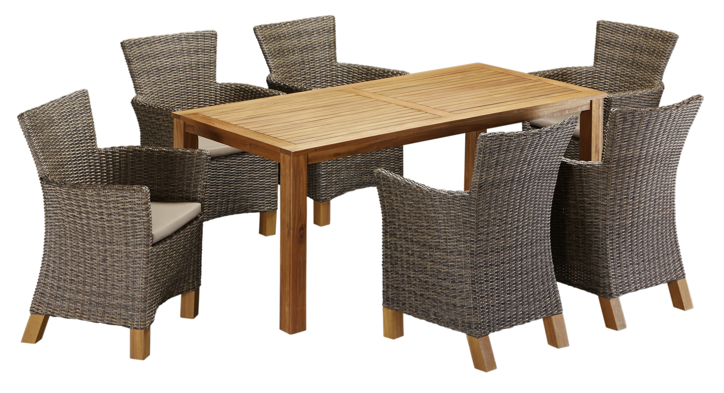 MERXX Garten-Essgruppe »Toskana«, (13 tlg.), 6 Sessel, Tisch 185x90cm,  Polyrattan/Akazie online kaufen