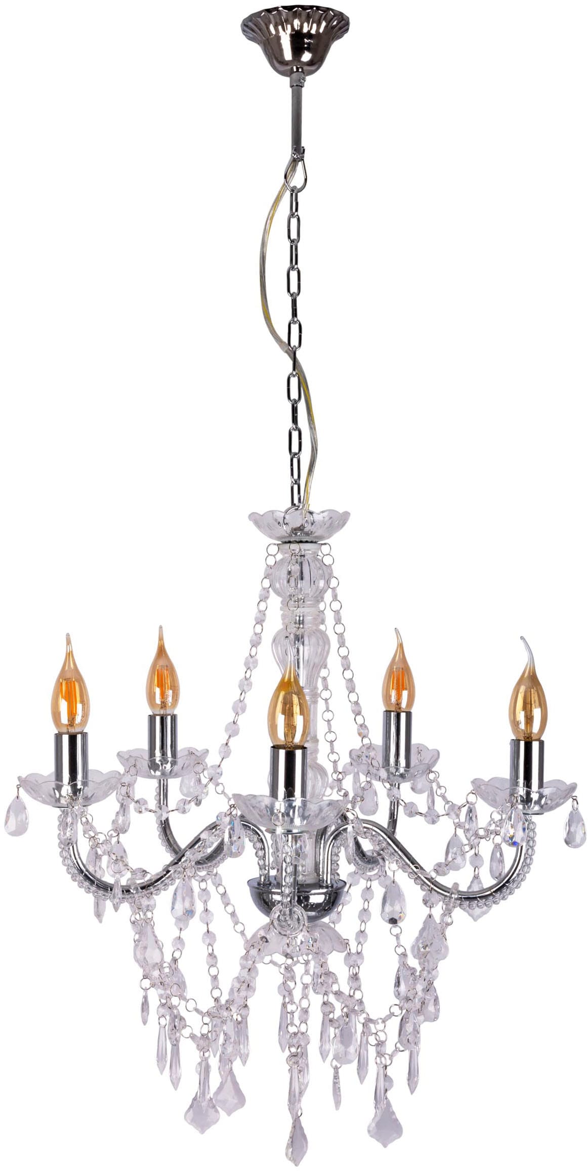 näve Pendelleuchte »5er Krone "CECILIA" D: 52 cm chrom«, Leuchtmittel E14 günstig online kaufen