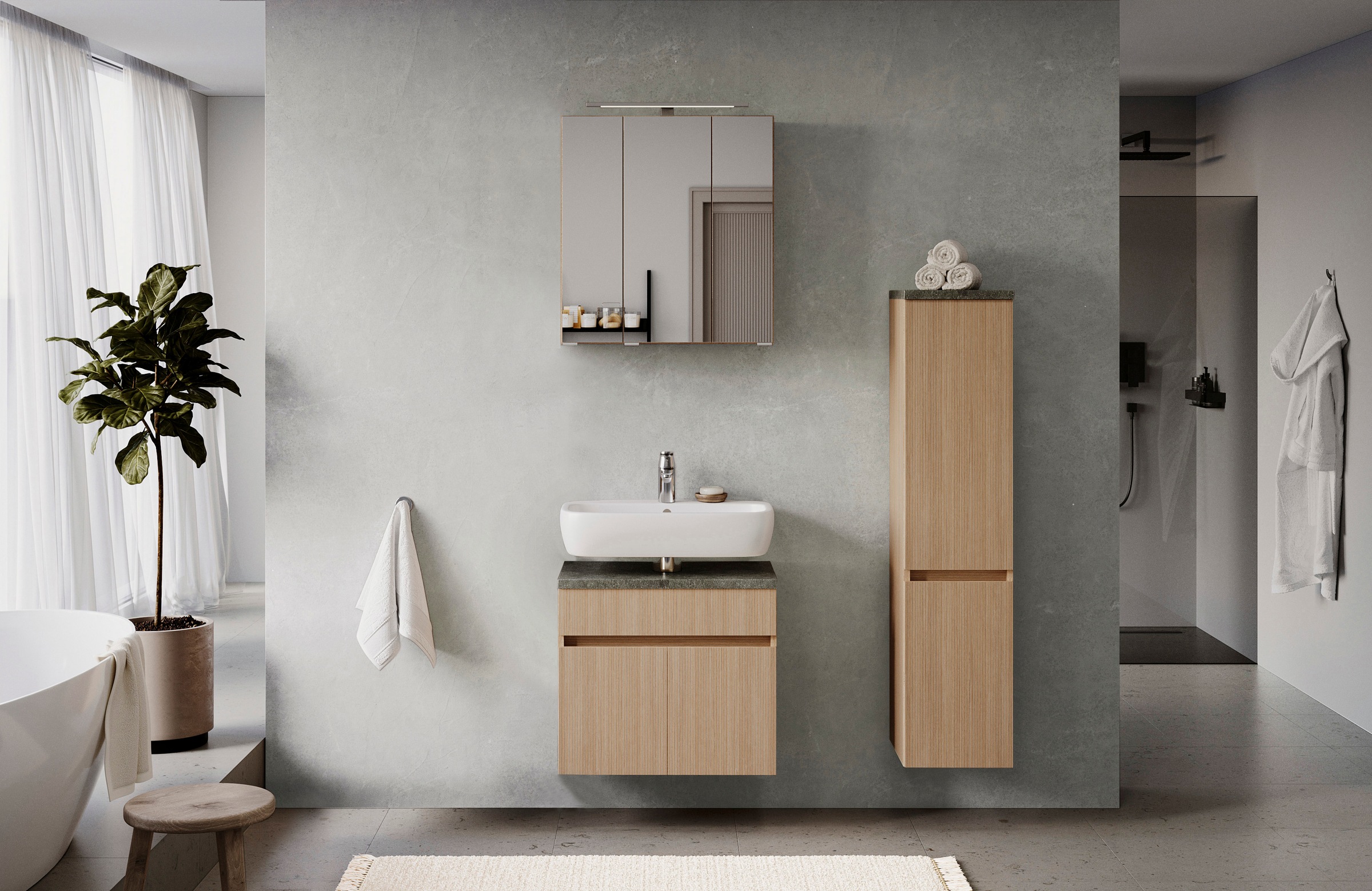 welltime Badmöbel-Set »EIXO, Set aus Spiegelschrank, Unterbeckenschrank und günstig online kaufen