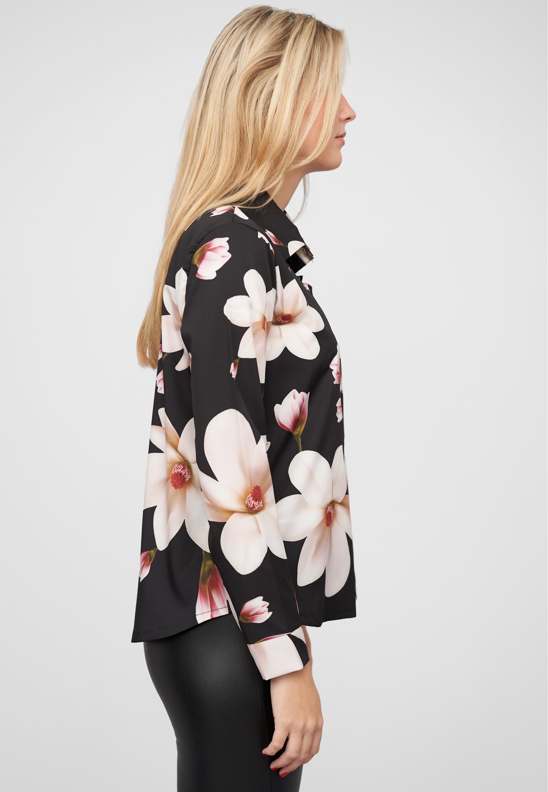 CLOUD 5IVE Langarmhemd »CLOUD 5IVE Langarm-Bluse mit Knopfleiste u. Blumenprint«