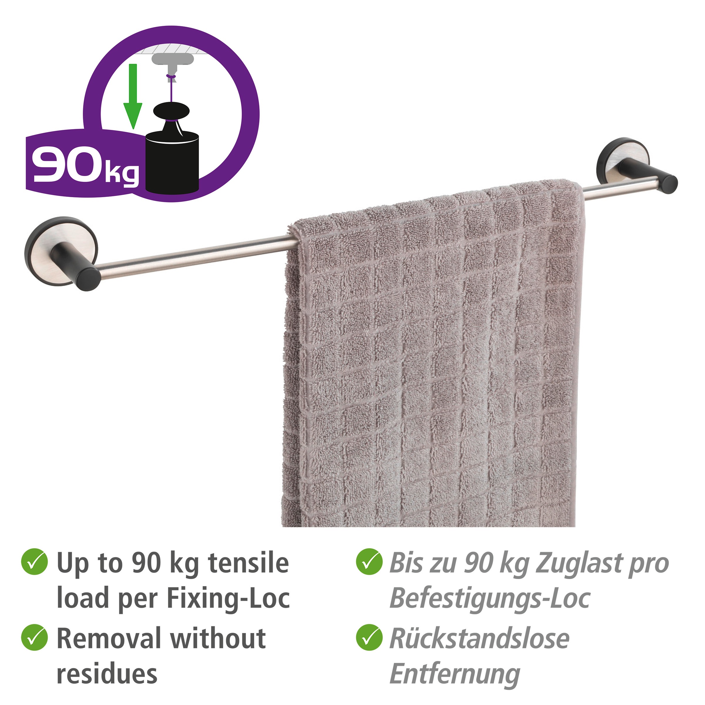 WENKO Handtuchstange »UV-Loc® Udine« befestigen ohne Bohren