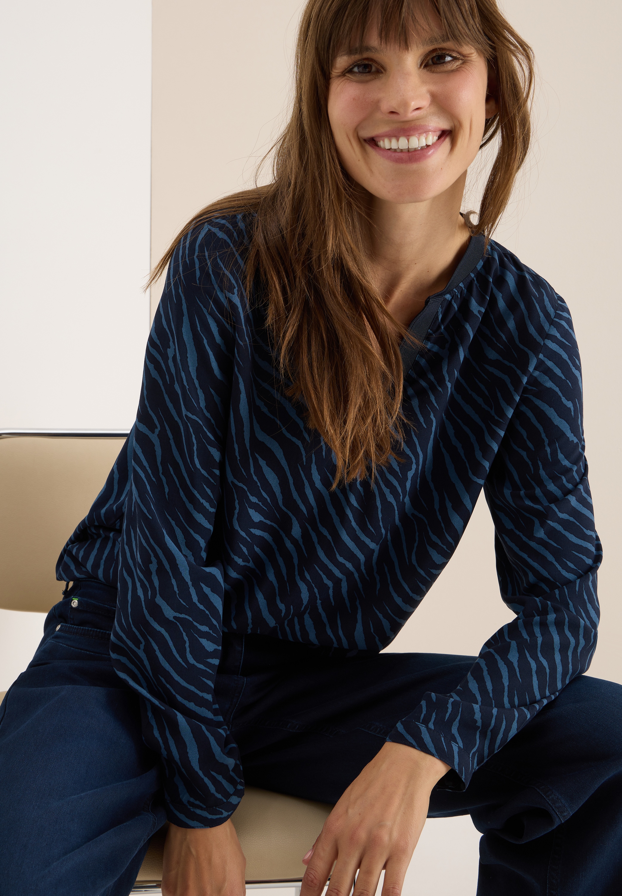 Cecil Langarmbluse mit All-Over Zebra Print