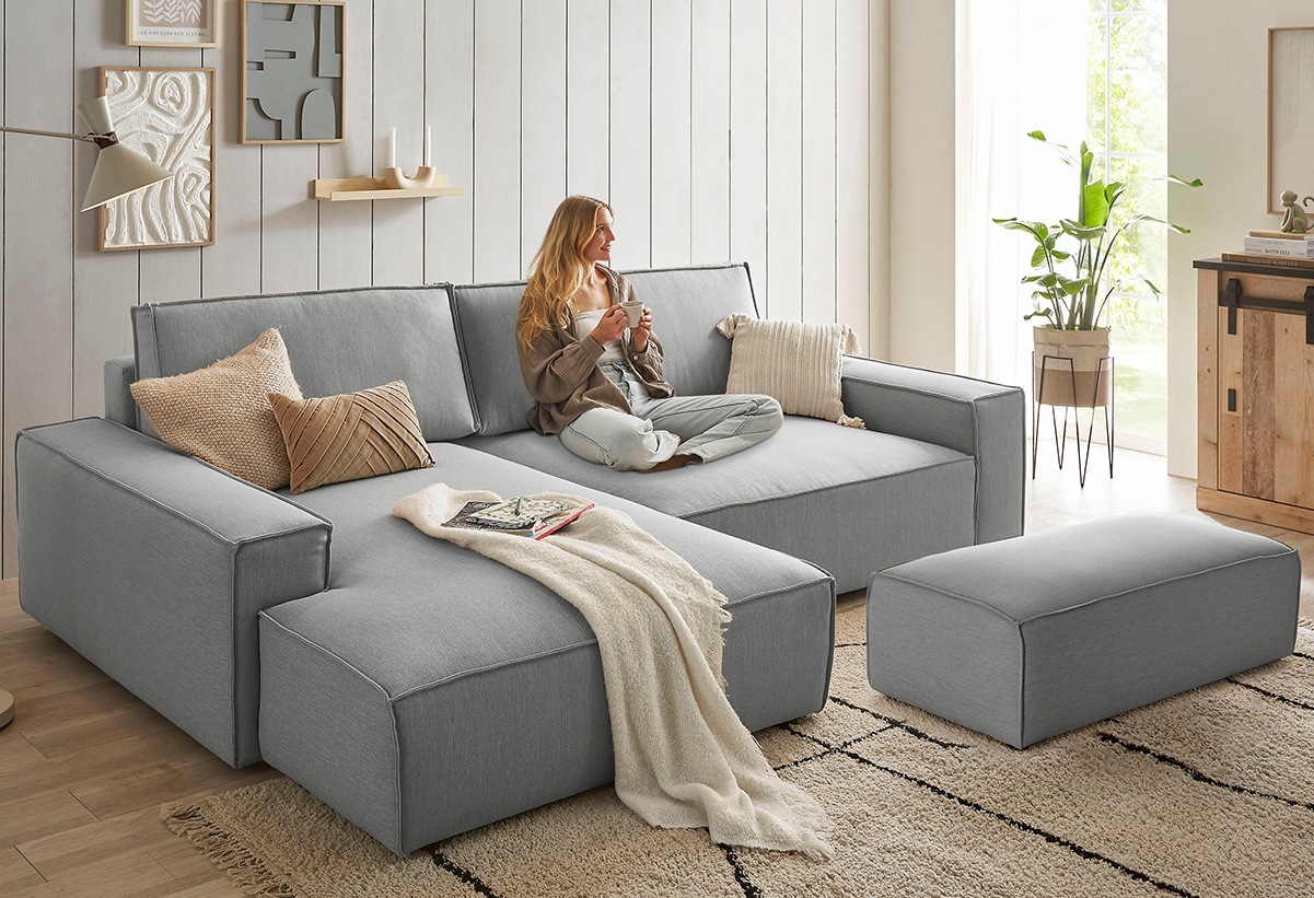 Home affaire Polsterecke »NEU: SHERWOOD XXL tief, L-Form mit Schlaffunktion günstig online kaufen