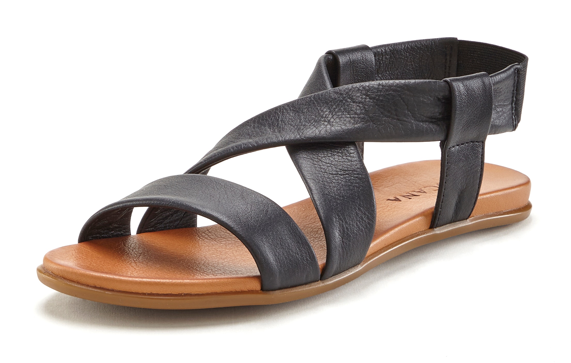 LASCANA Sandale »Sommerschuh«  aus Leder mit raffinierten Riemchen, Sandalette, Sommerschuh