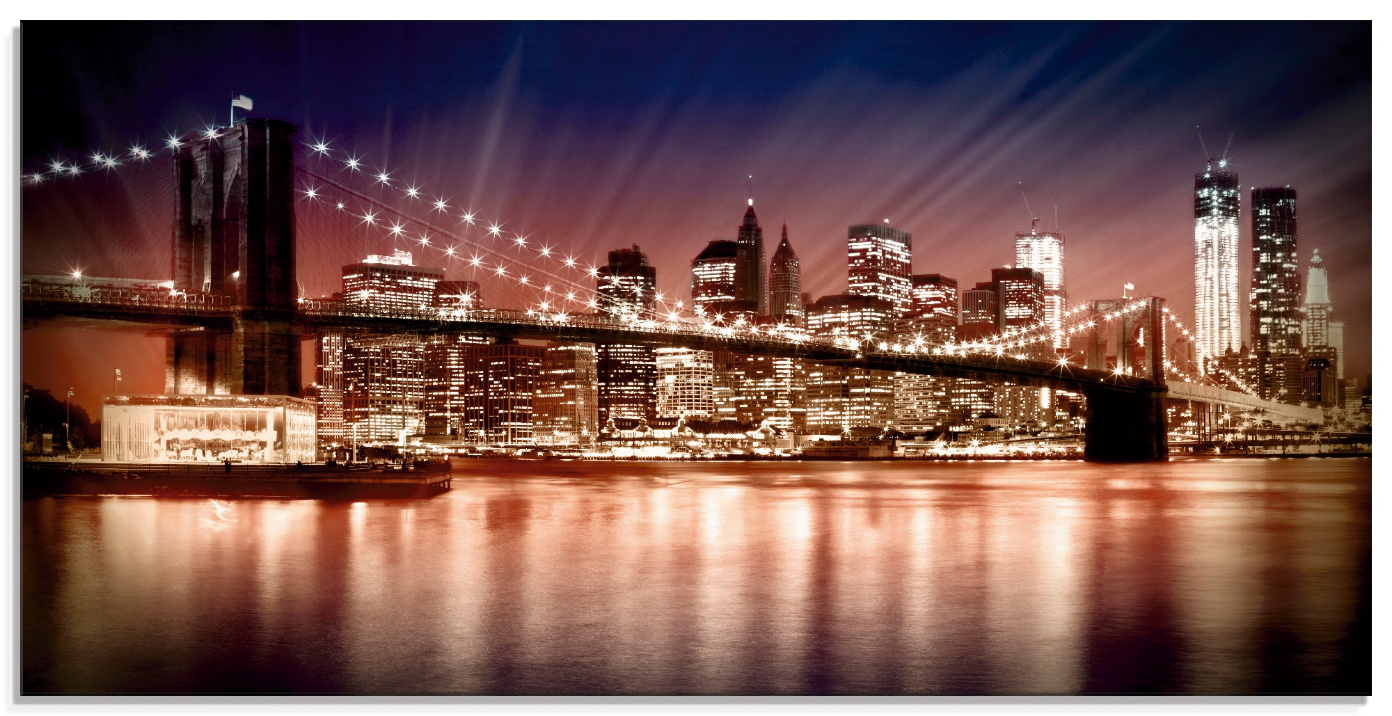 Artland Glasbild "Manhattan Sonnenuntergang", Brücken, (1 St.), in verschie günstig online kaufen