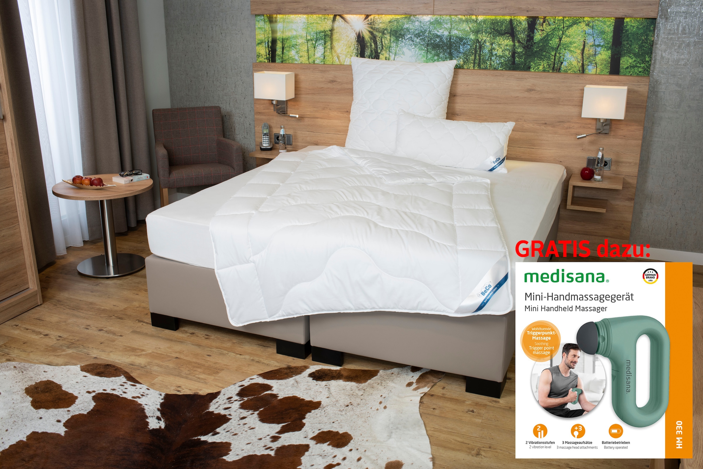 Beco Microfaserbettdecke »Bettdecke Royal Soft Duo, Bettdecken mit Gratiszugabe von Medisana«, leicht, Füllung Polyester, Bezug Microfaser, (1 St.), Bettdecke 135x200 cm, 155x220 cm, exzellente Klimaeigenschaften