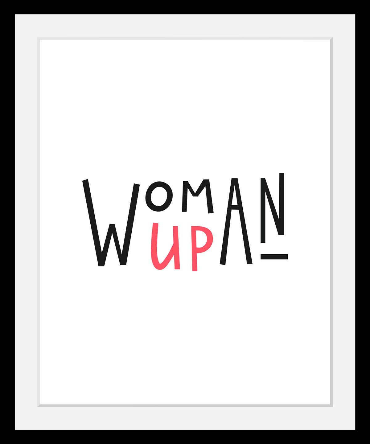 queence Bild »Woman«, Schwarz-Weiß-Schriftzug-Motivationsbilder-Fashion-Fra günstig online kaufen