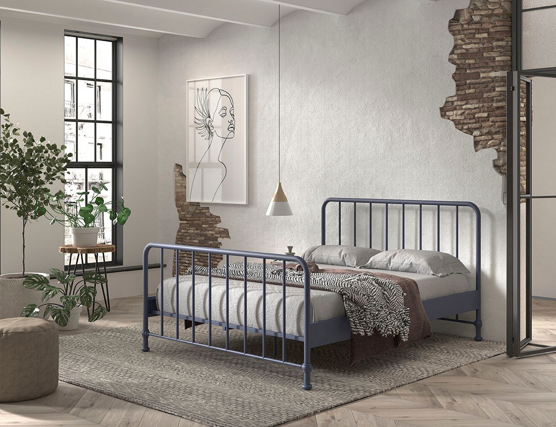 Vipack Metallbett »Bronxx, standfest gebaut, gradlinige Optik in zeitlosem Design«, (in 2 Größen und verschiedenen Farben erhältlich), inkl. Lattenrost, Mittelsteg und Fußstütze unter der Liegefläche