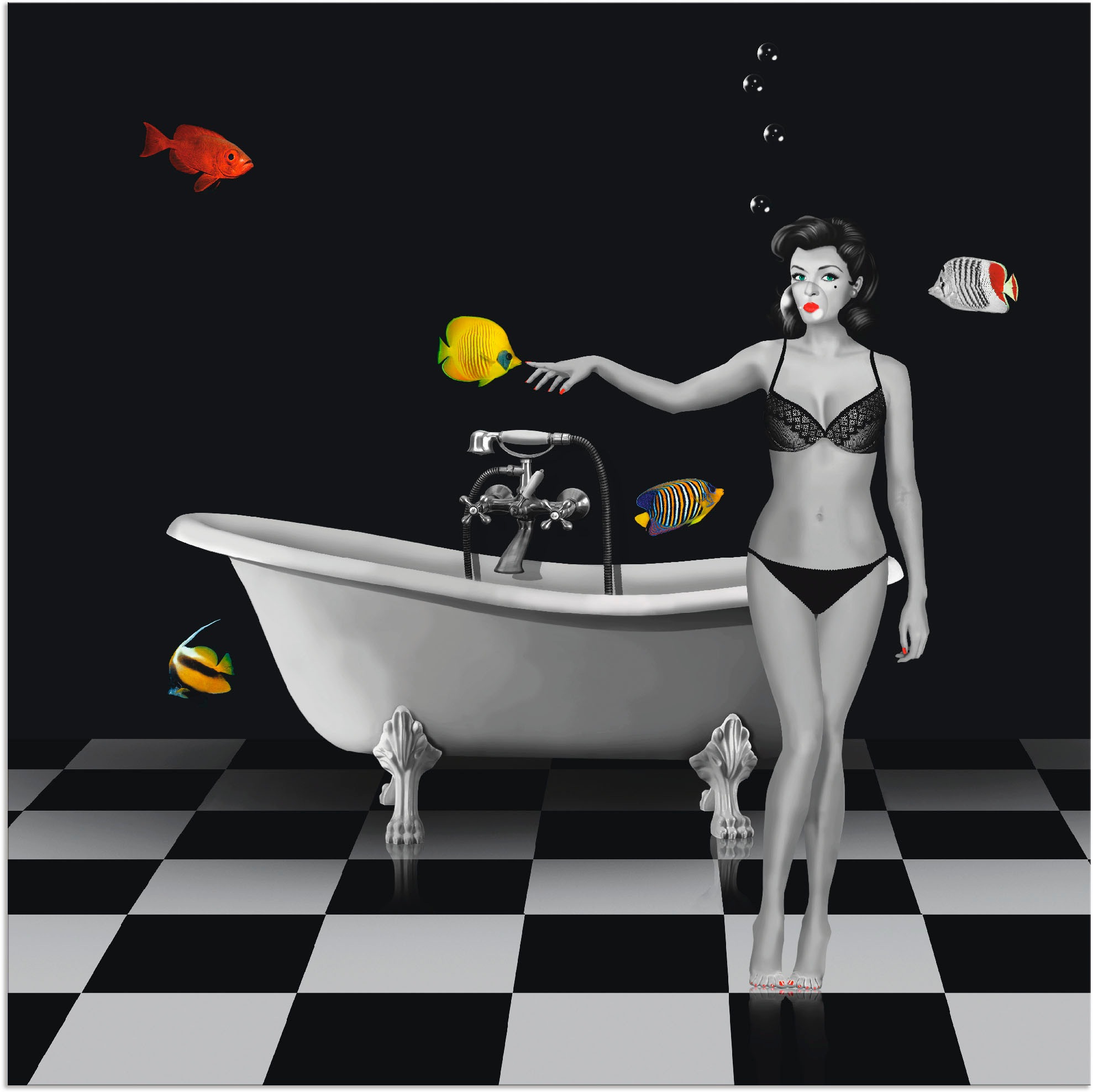 Artland Wandbild »Ein Badezimmer für Fische« Frau 1 Stk. tlg. als Alubild, günstig online kaufen
