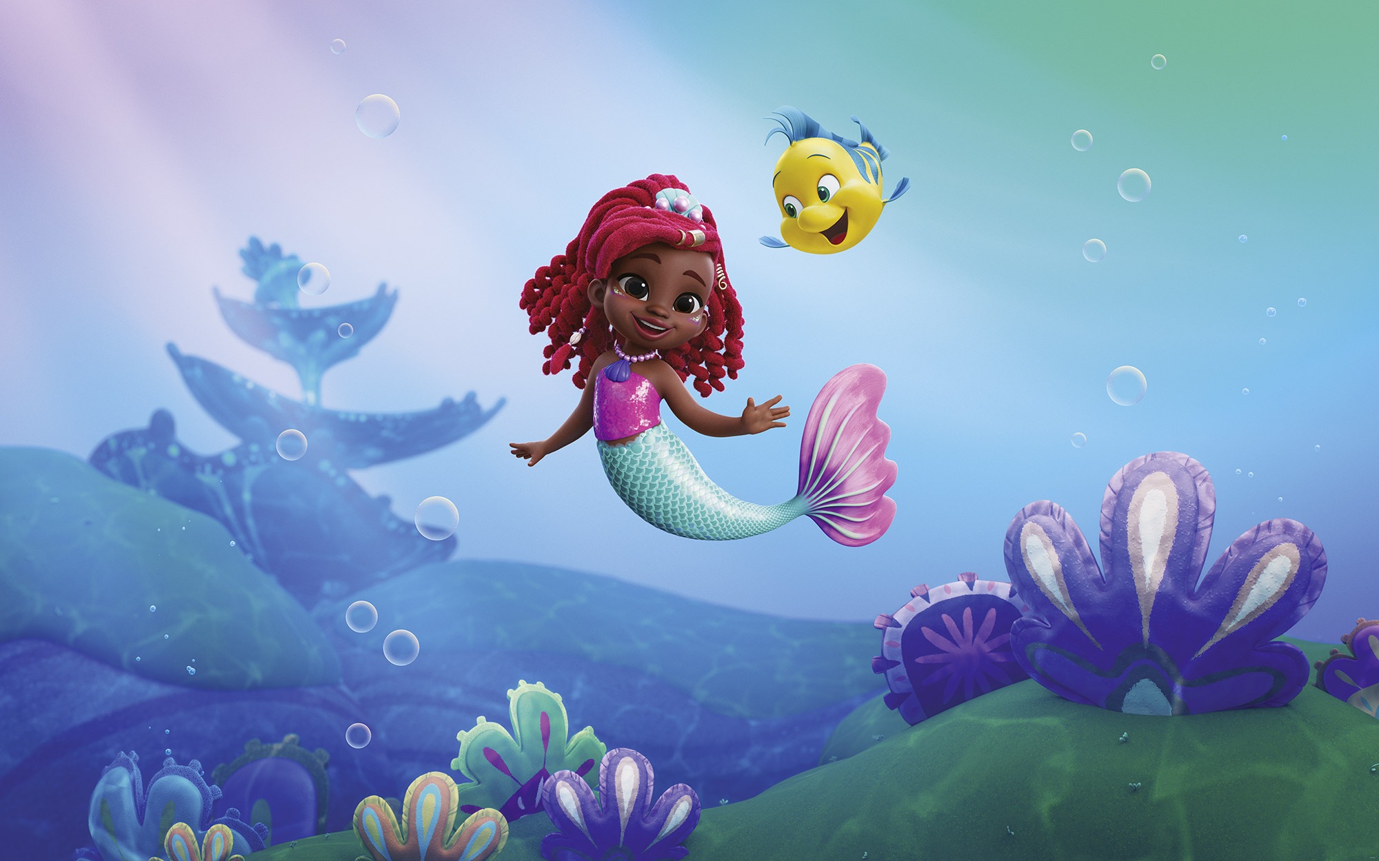 Komar Vlies Fototapete Disney Ariel Junior Friends Bunt günstig online kaufen