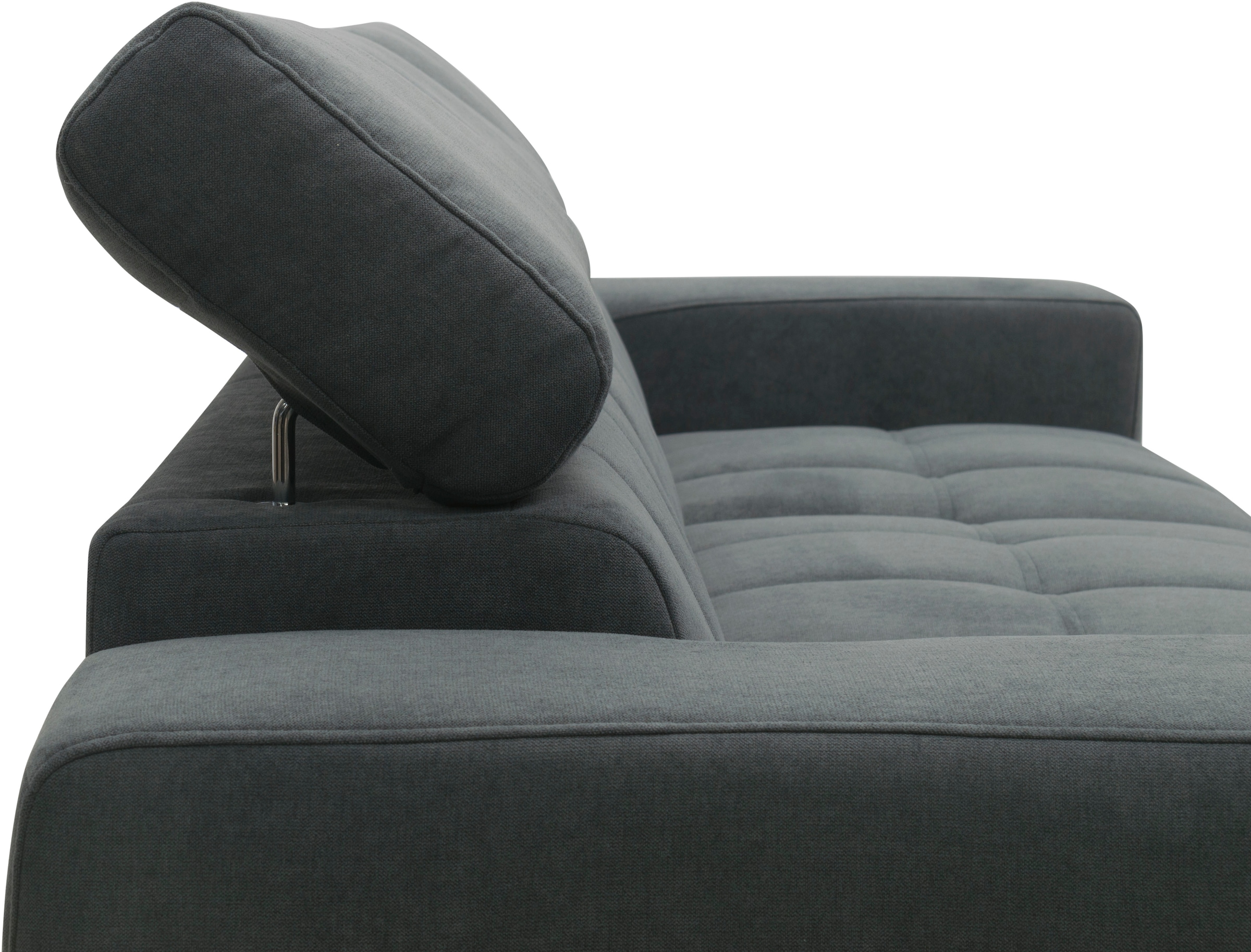 DOMO collection Ecksofa »Trento L-Form, mit Kufenfuß oder Einzelfuß«, wahlweise mit Kopfteilverstellung, Recamiere links/rechts bestellbar