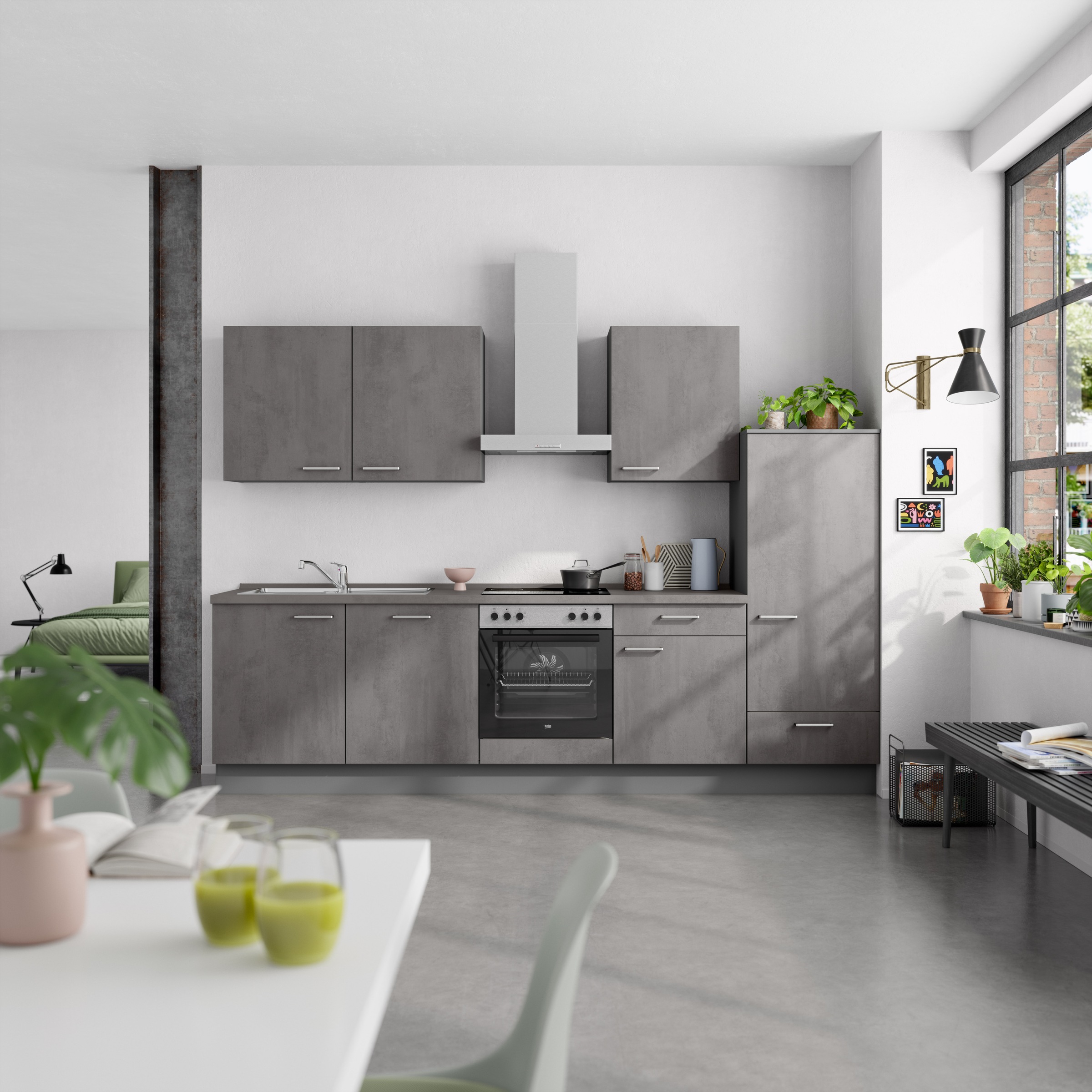nobilia® Küchenzeile »"Riva I"«, vormontiert, Ausrichtung wählbar, Breite 300 cm, wahlw. mit E-Geräten