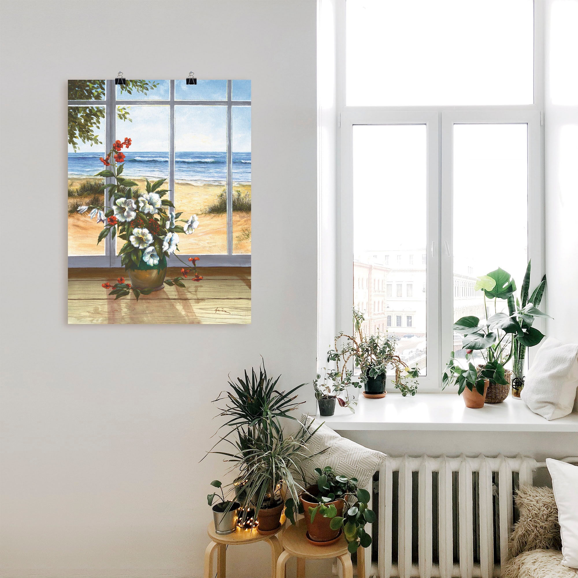 Artland Wandbild »Meerblick«, Fensterblick, (1 St.), als Leinwandbild, Poster in verschied. Größen