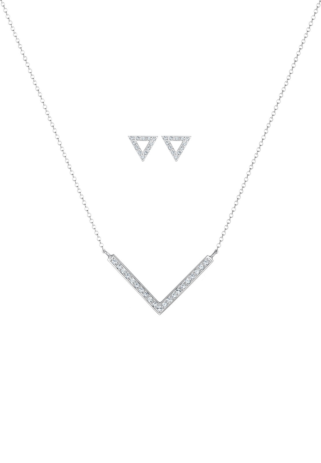 Elli Schmuckset »Dreieck Glas Kristalle Weiß 925 Sterling Silber«