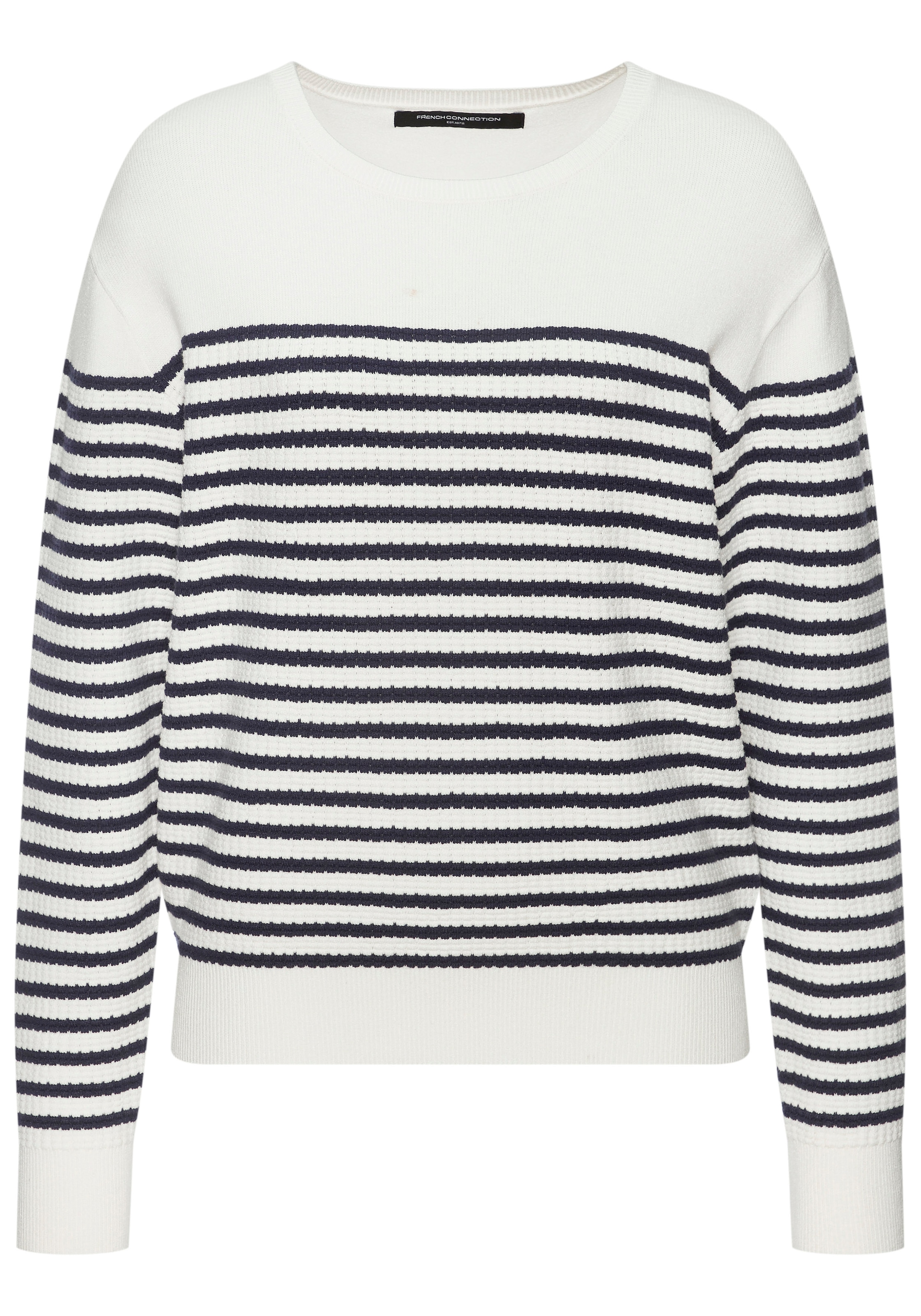 French Connection Sweater , Maritimer Streifenlook aus soften Strukturstrick, Loungewear
