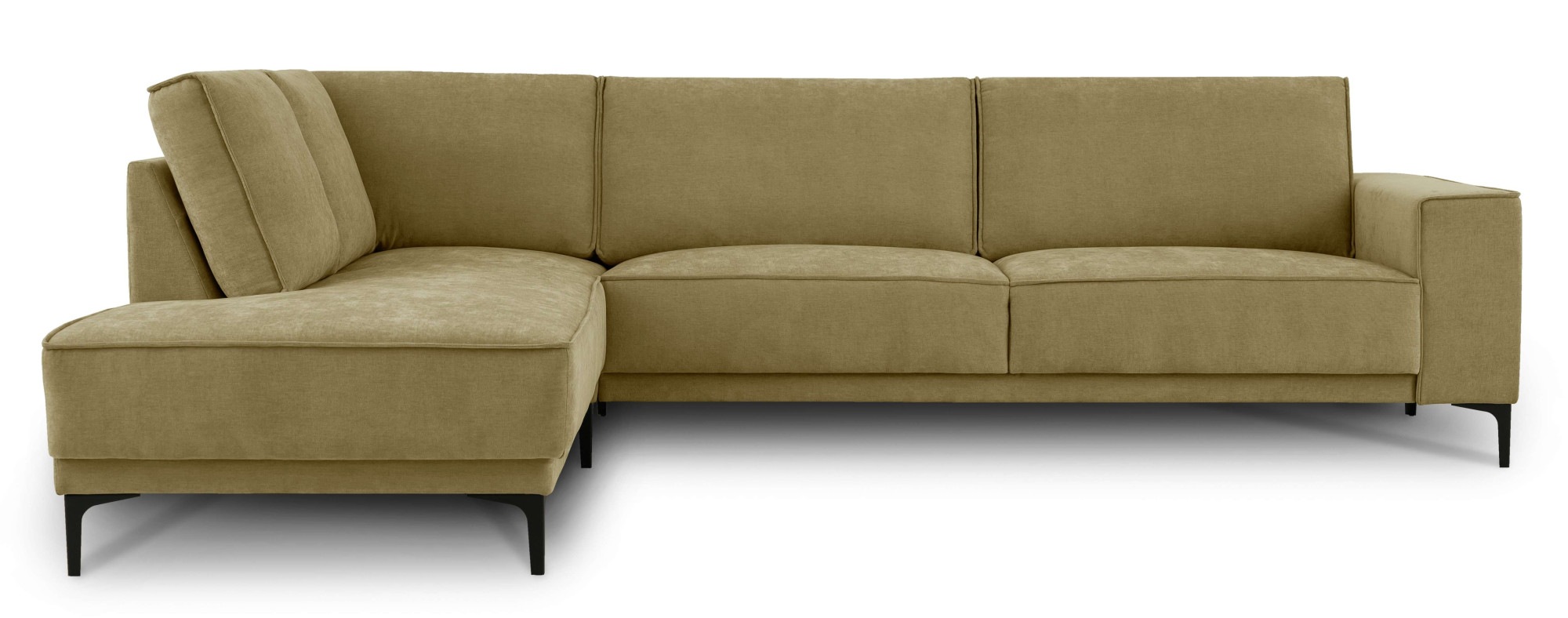 Places of Style Ecksofa »Polsterecke Oland, Struktur, Flachgewebe, Luxus-Microfaser, Boucle«, L-Form, 289 cm, Wellenunterfederung, Skandi-Design, Metallfüße