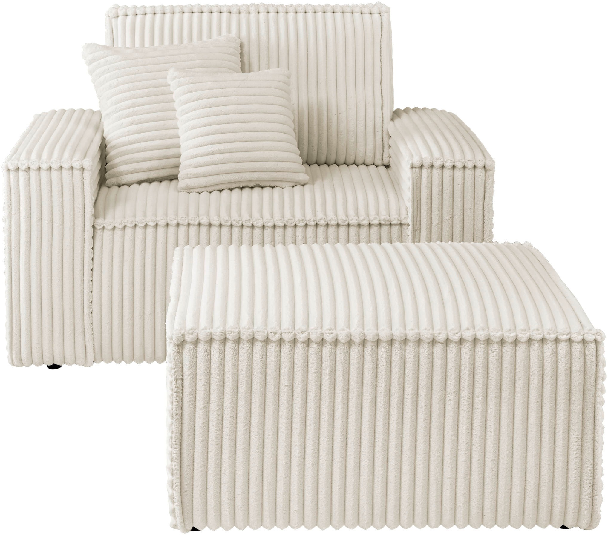 andas Loveseat »FINNLEY, Loveseat & Hocker im Set, trendige Stoffe, inkl. Z günstig online kaufen