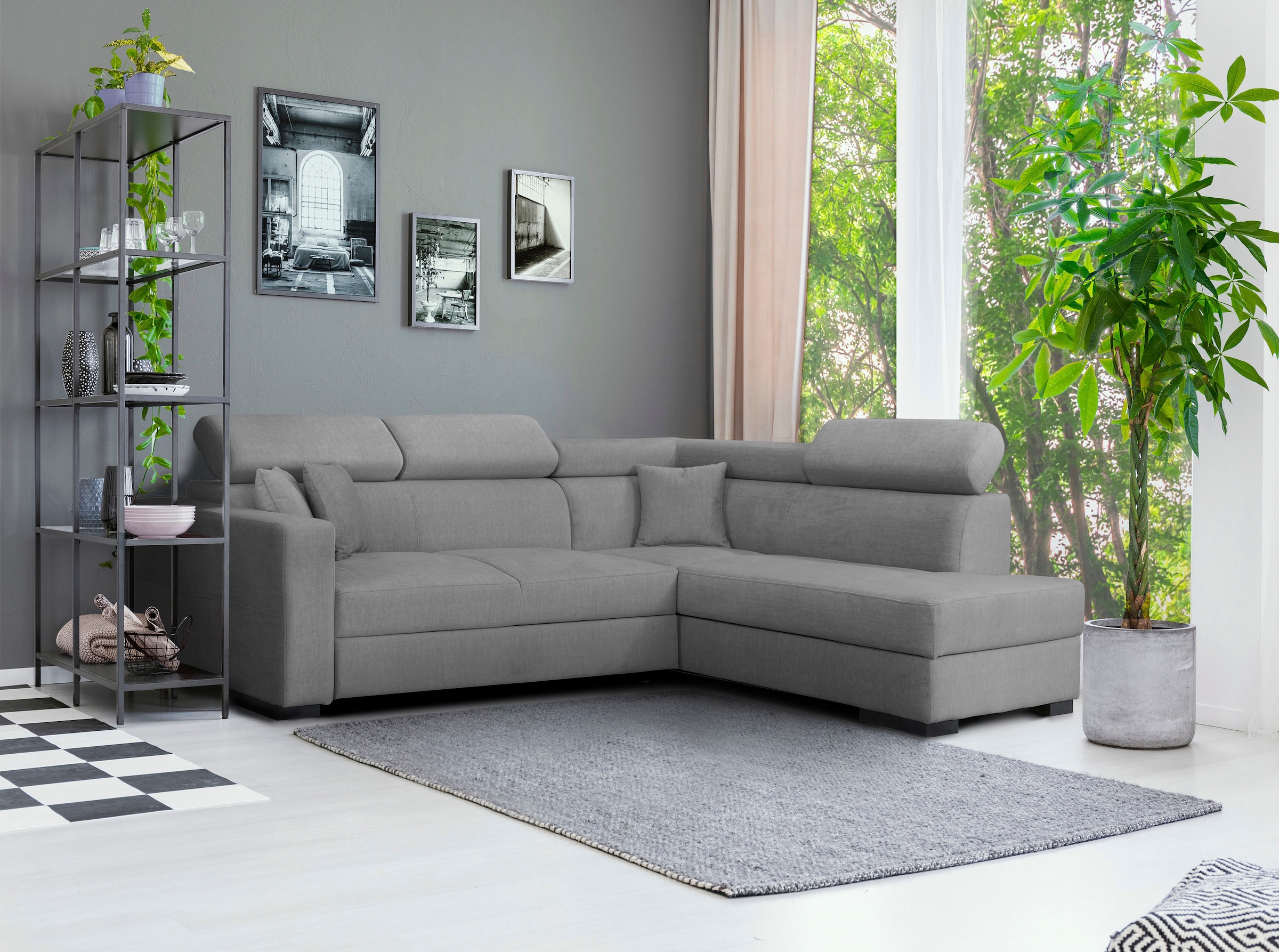 Home affaire Ecksofa »Tulio L-Form«, wahlweise mit Bettfunktion und Bettkasten, incl. 3 Zierkissen