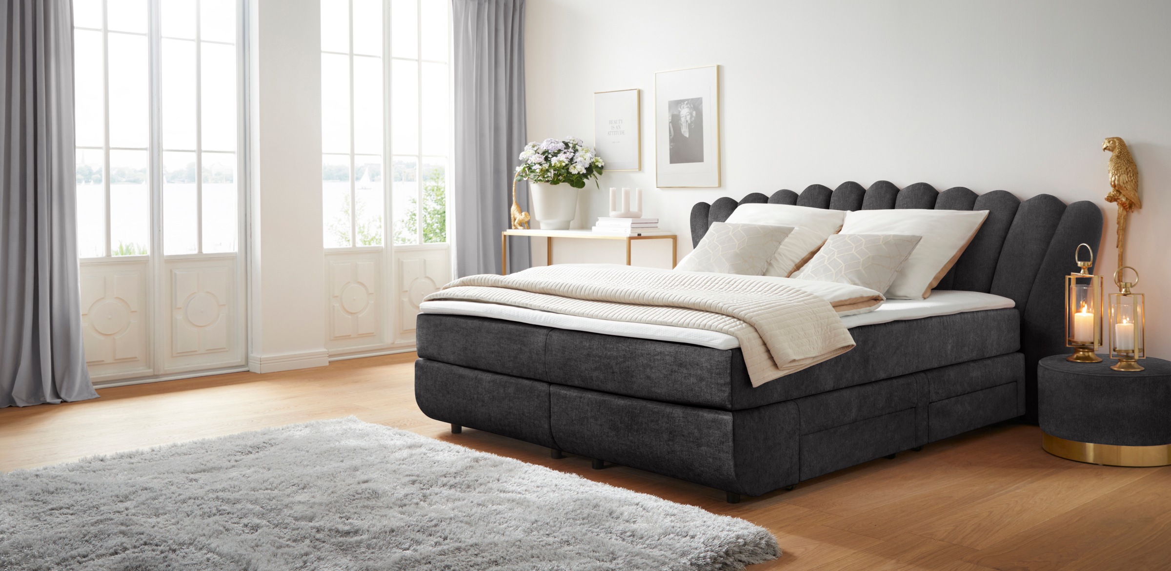 Bild von Leonique Boxbett »Fleurir«, Breite 180 cm, 3 verschiedene Liegebreiten: 90, 140 und 180 cm