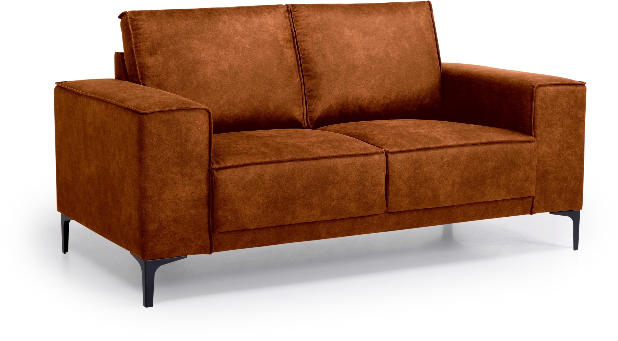 Places of Style 2-Sitzer »Kompaktsofa Oland, Struktur, Flachgewebe, Luxus-Microfaser, Boucle«, 164 cm, Wellenunterfederung, Skandi-Design, Metallfüße