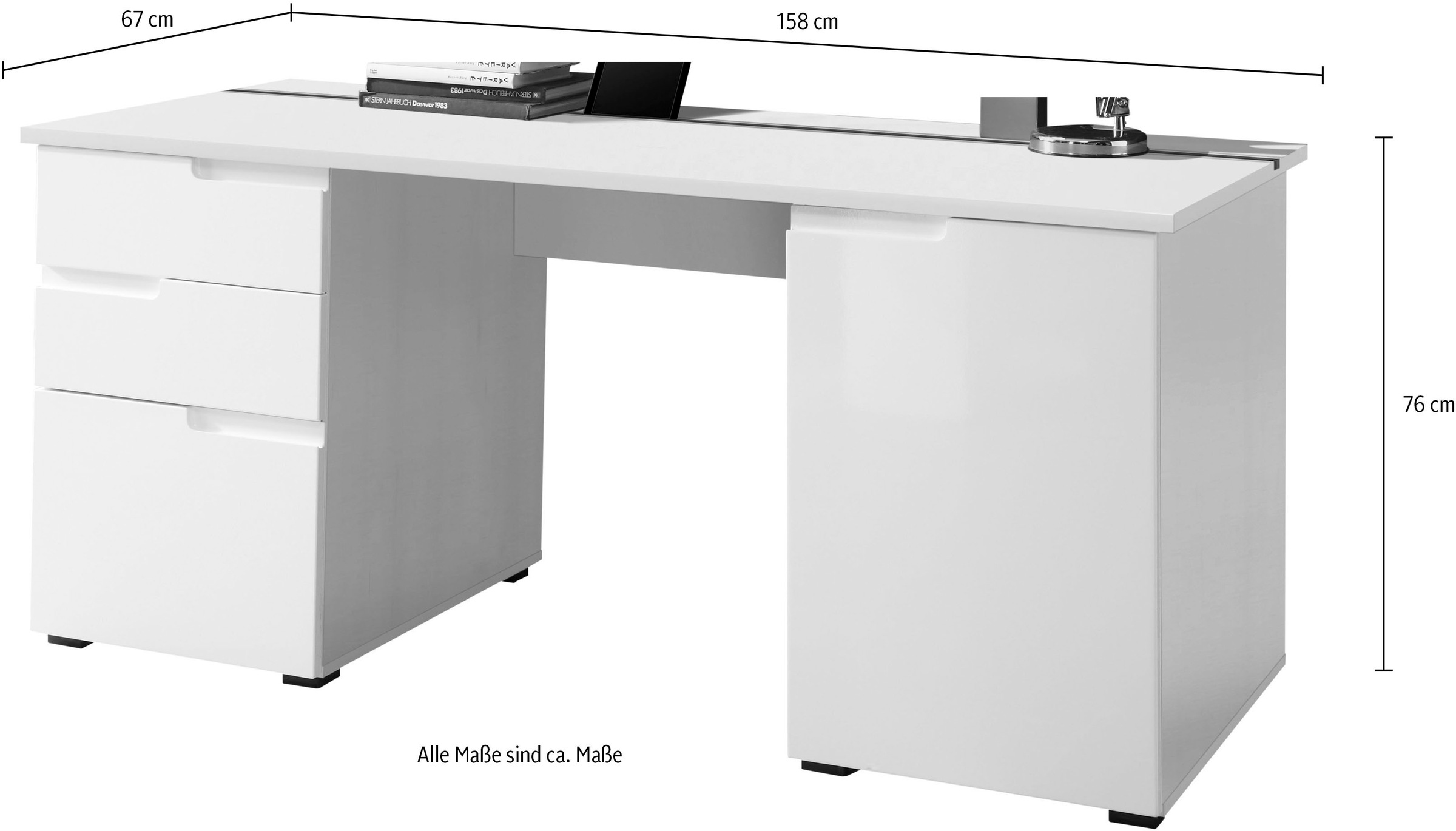 BEGA OFFICE Schreibtisch »Spice«, Home Office Desk mit Griffmulden, in 2 Breitenvarianten