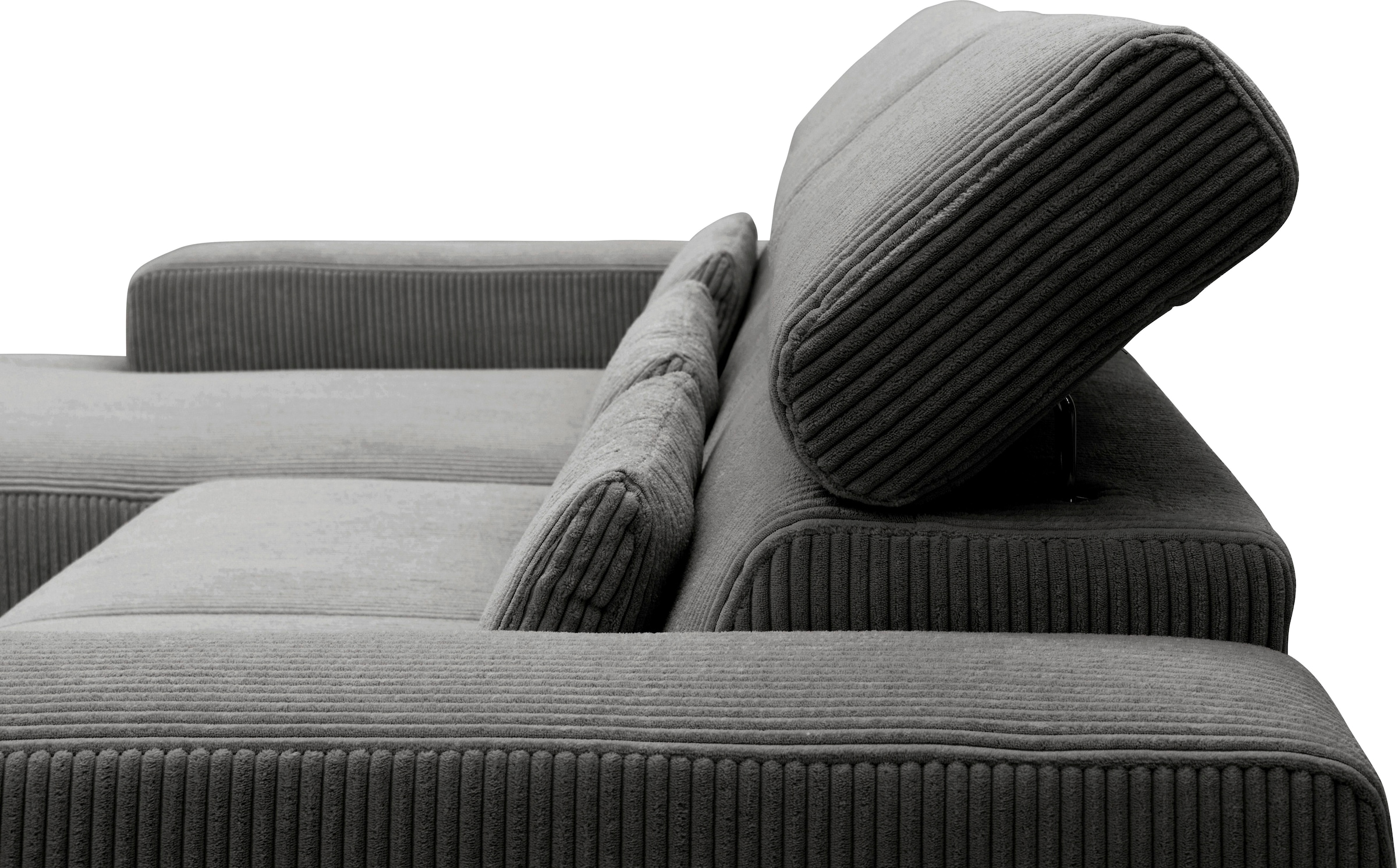 DOMO collection Ecksofa »Brandon große Ausführung B/T/H: 289/177/80 cm, auch in Leder und Cord«, mit Kopfteilverstellung, wahlweise Sitztiefenverstellung, L-Form