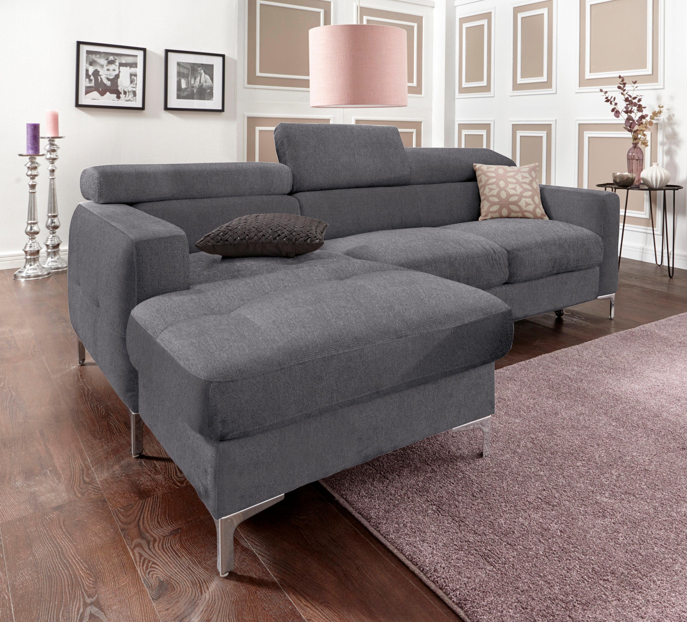 COTTA Ecksofa »Sammy L-Form«, mit Kopfteilverstellung, wahlweise mit Bettfunktion & Bettkasten