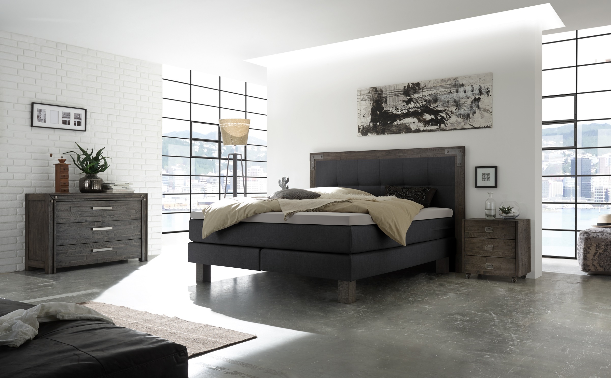 HASENA Boxspringbett Memphis, im Vintagelook, Massivholz-Umrandung, Tonnent günstig online kaufen
