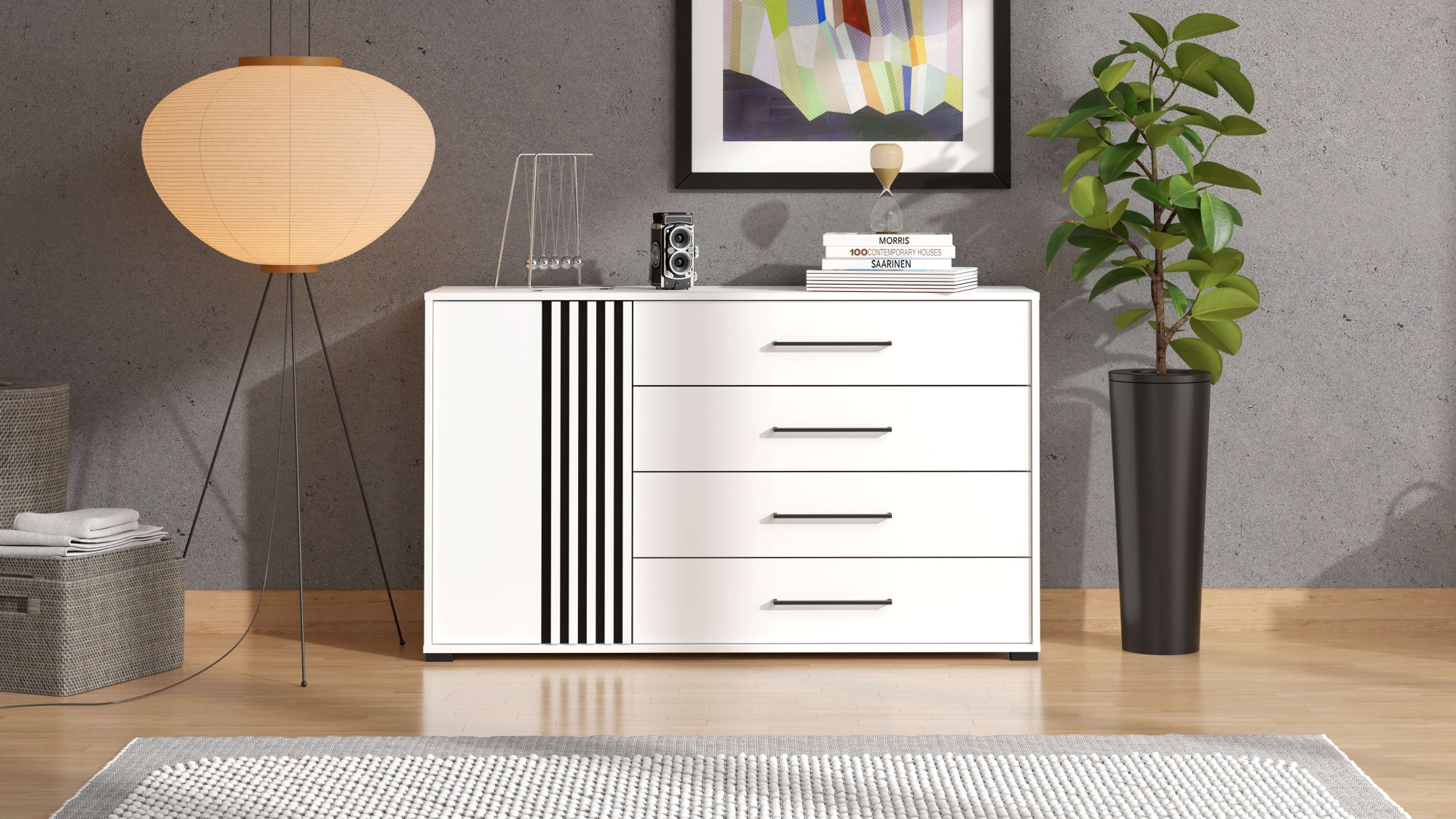 INOSIGN Kommode »Ascalon Sideboard, Breite 138 oder 93 cm, mit ABS Schutzkanten«, 3D Optik durch Lamellen/ Paneele, FSC-zertifizierter Holzwerkstoff
