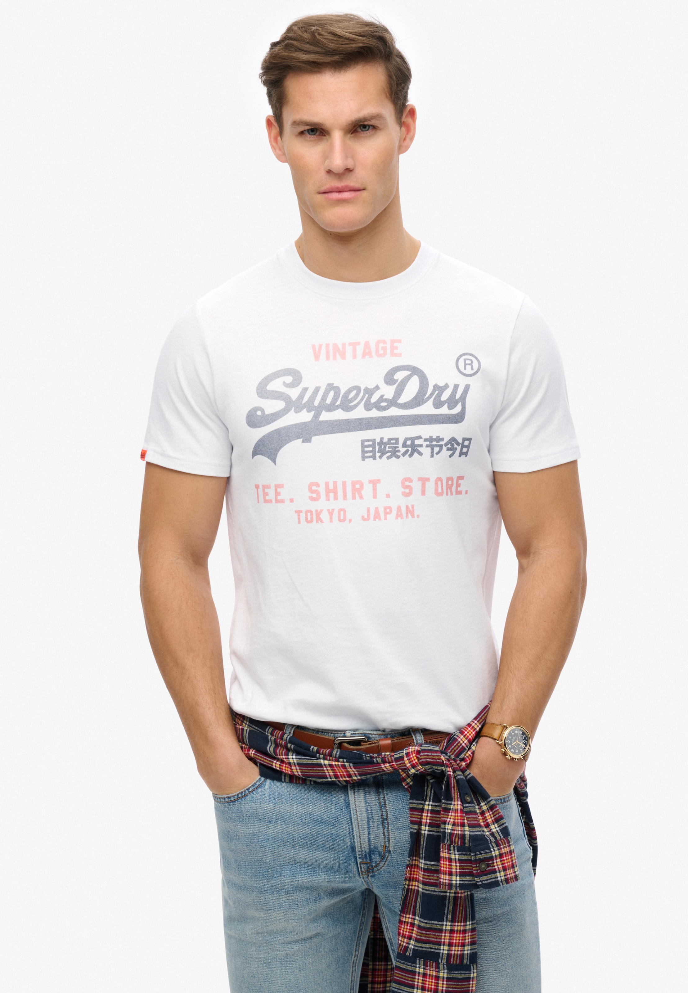 Superdry Rundhalsshirt »VL HERITAGE RELAXED TEE« Relaxed Fit, aus Baumwolle und Single Jersey, Kurzarm, pflegeleicht